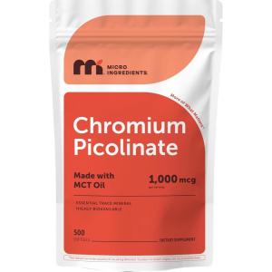 Micro Ingredients Chromium Picolinate 1,000 mcg Per Serving, 500 Softgels, 1 Year Supply | Chelated Essential Mineral Supplement with MCT Oil | Non-GMO