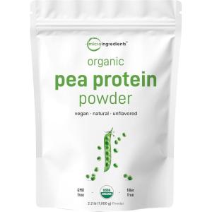 North America Grown, Organic Pea Protein Powder, 1KG (2.2 Pounds) | Plant-Based Vegan Protein, Meatless Protein Supplement, Natural Branched Chain Amino Acids | Non-GMO, Soy Free