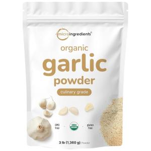 Organic Garlic Powder, 3 lb | Premium Raw Allium Sativum Bulb | Pungent & Savory Flavor | Great for Meats, Vegetables & Spice Mixes | Additive Free, Non-GMO, Bulk Supply