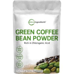 Pure Green Coffee Bean Extract, 4 Ounce | Natural Caffeine, Green Coffee Bean with 50% Chlorogenic Acid | Vegan Friendly, Filler Free
