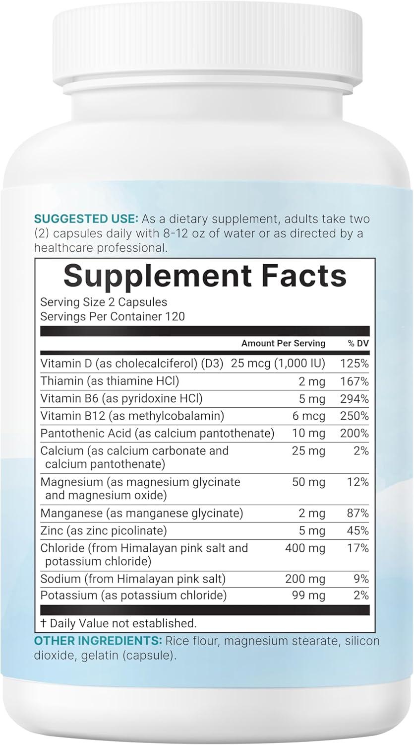 image:imageAdvanced Electrolyte Complex Capsules for Hydration 240 Count Salt Pills with Himalayan Pink Salt Sodium Potassium amp Magnesium Sugar Free Electrolyte Tablets with Vitamin D3 amp B1 Zinc