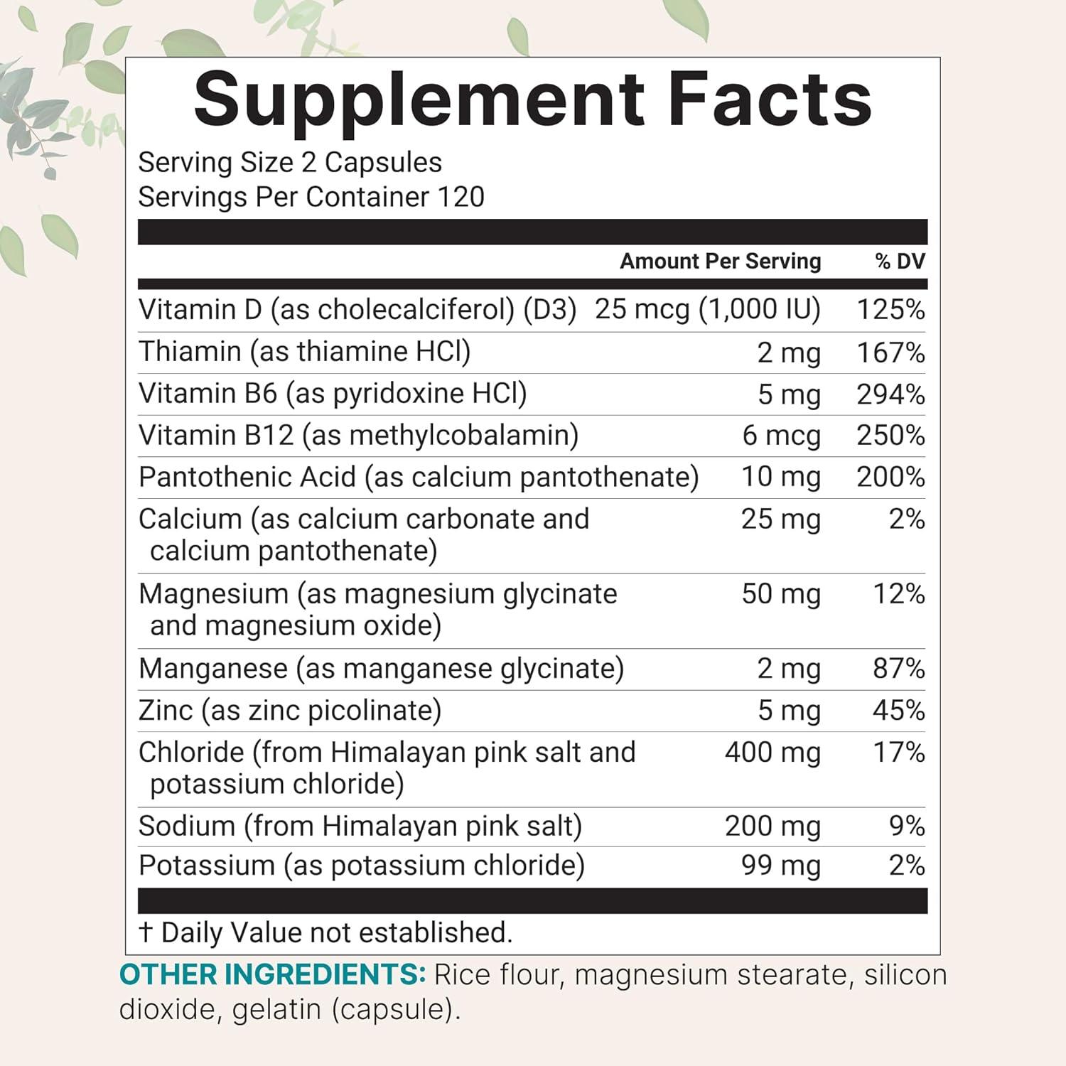 image:imageAdvanced Electrolyte Complex Capsules for Hydration 240 Count Salt Pills with Himalayan Pink Salt Sodium Potassium amp Magnesium Sugar Free Electrolyte Tablets with Vitamin D3 amp B1 Zinc