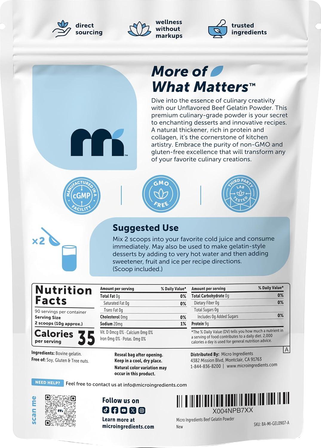 image:imageBeef Gelatin Powder 1lb Premium Source from GrassFed amp Pasture Raised Beef Unflavored Thickening Agent for Cooking amp Baking Natural Protein amp Collagen NonGMO Gluten Frees32 Ounce Pack of 1