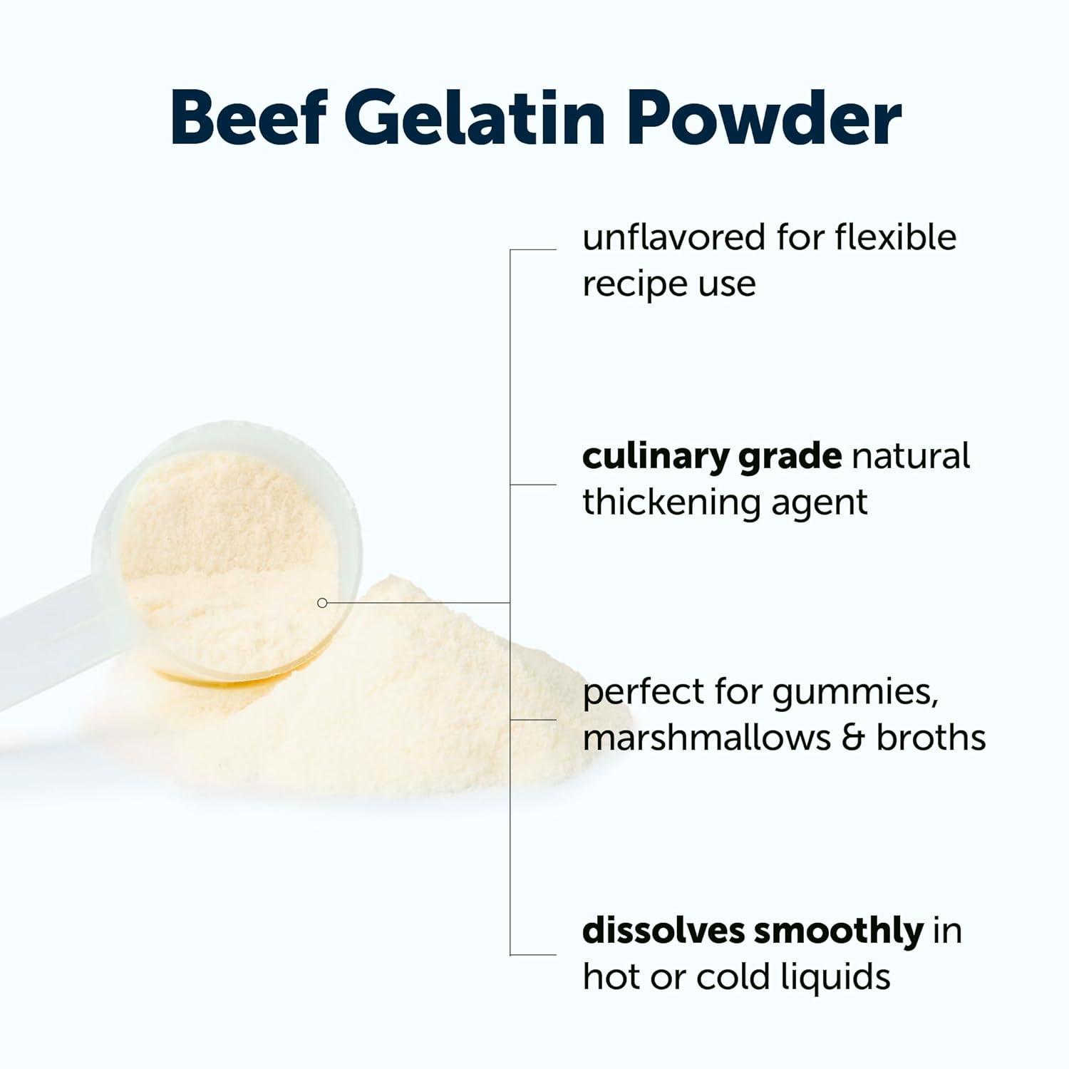 image:imageBeef Gelatin Powder 1lb Premium Source from GrassFed amp Pasture Raised Beef Unflavored Thickening Agent for Cooking amp Baking Natural Protein amp Collagen NonGMO Gluten Frees32 Ounce Pack of 1