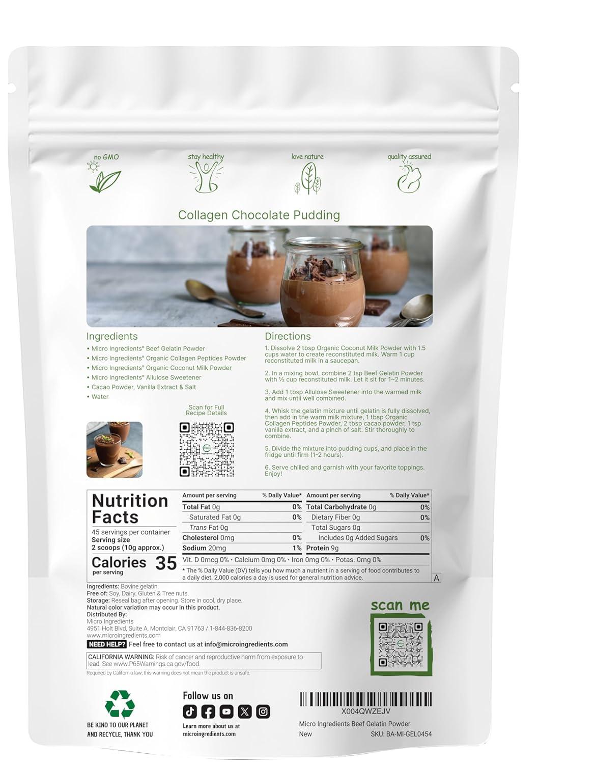 image:imageBeef Gelatin Powder 1lb Premium Source from GrassFed amp Pasture Raised Beef Unflavored Thickening Agent for Cooking amp Baking Natural Protein amp Collagen NonGMO Gluten Frees16 Ounce Pack of 1