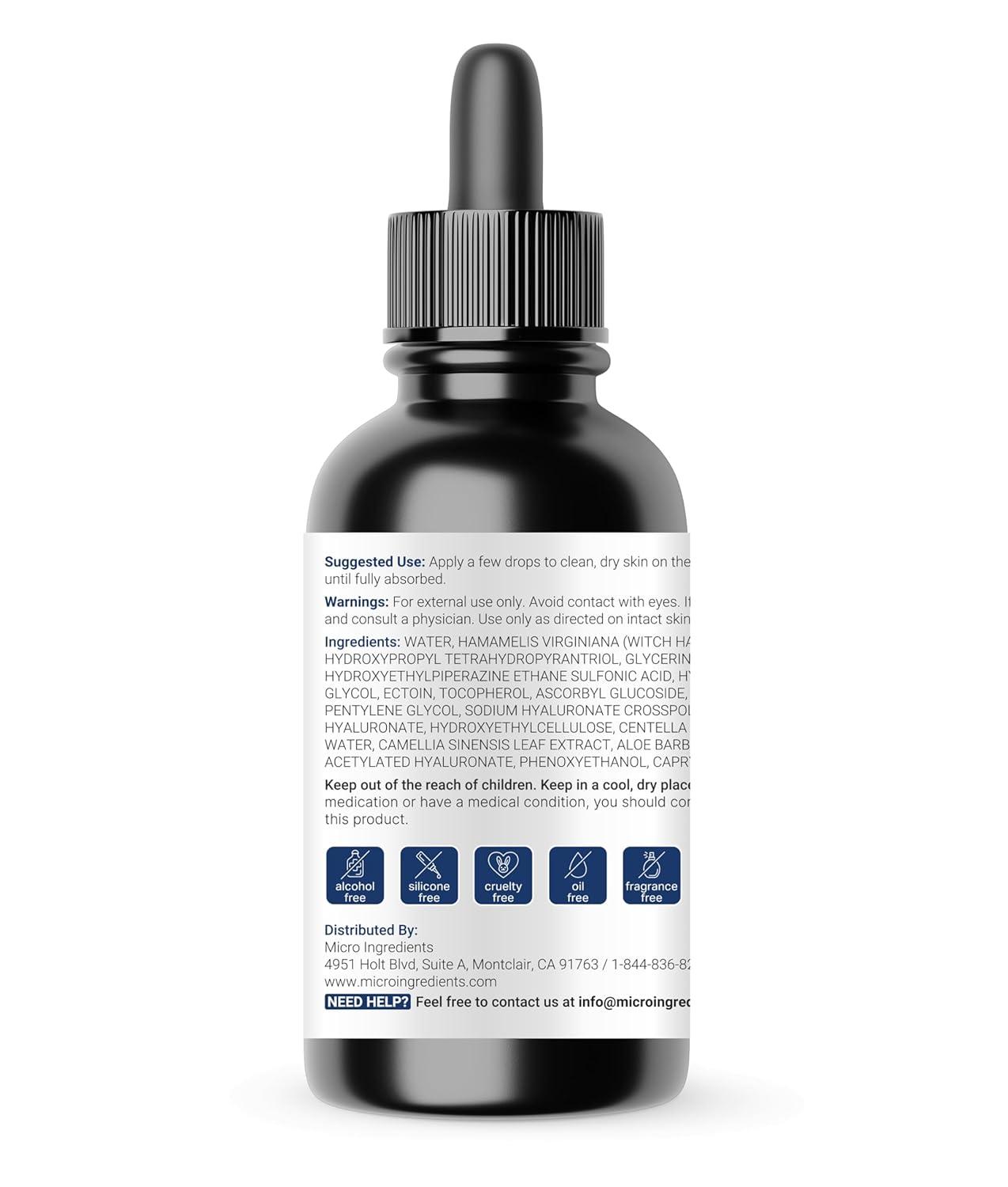 image:imageHyaluronic Acid Serum with Vitamin B5 for Face Lightweight Hydrating Face Serum for Dry amp Sensitive Skin 4 Types of HA at 2 with Vitamin C amp E OilFree amp FragranceFree 4 fl oz