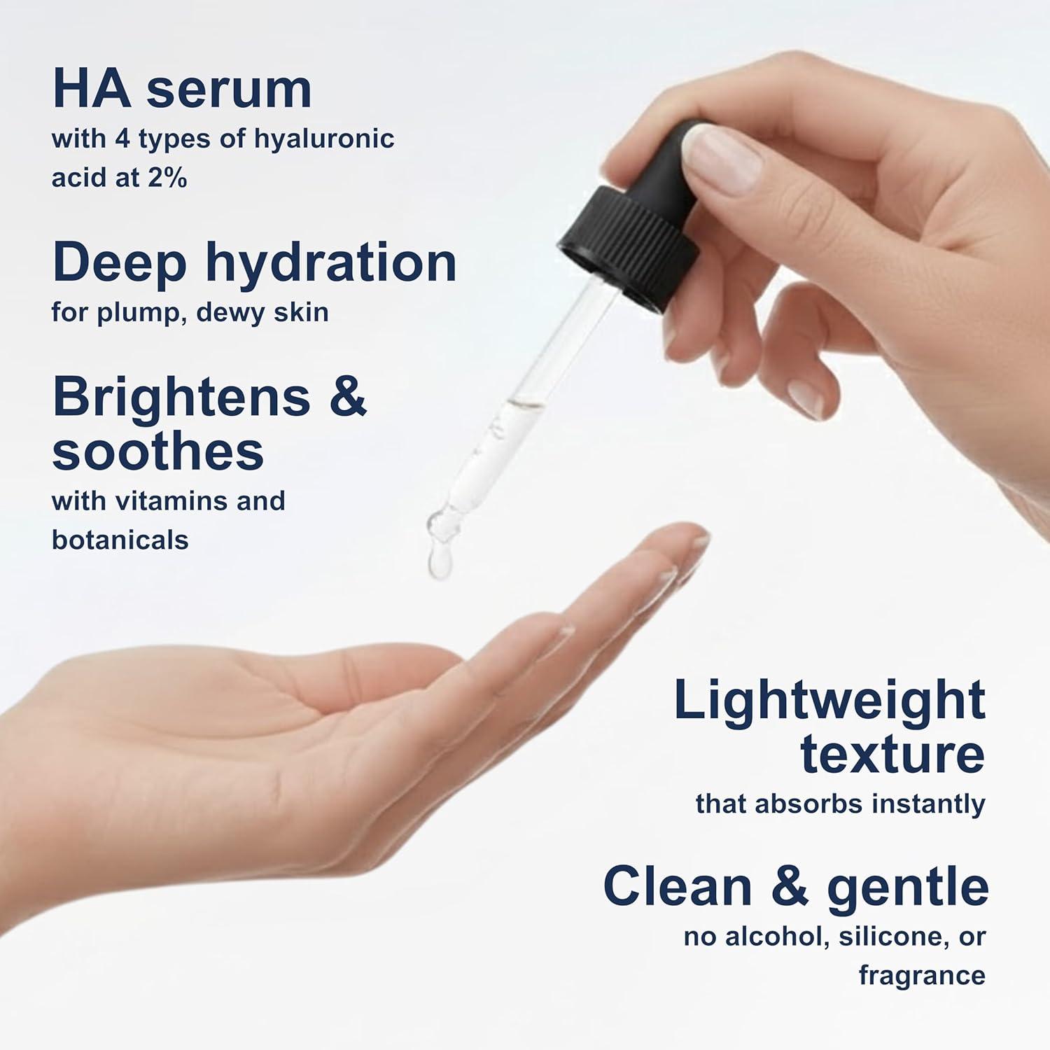 image:imageHyaluronic Acid Serum with Vitamin B5 for Face Lightweight Hydrating Face Serum for Dry amp Sensitive Skin 4 Types of HA at 2 with Vitamin C amp E OilFree amp FragranceFree 4 fl oz