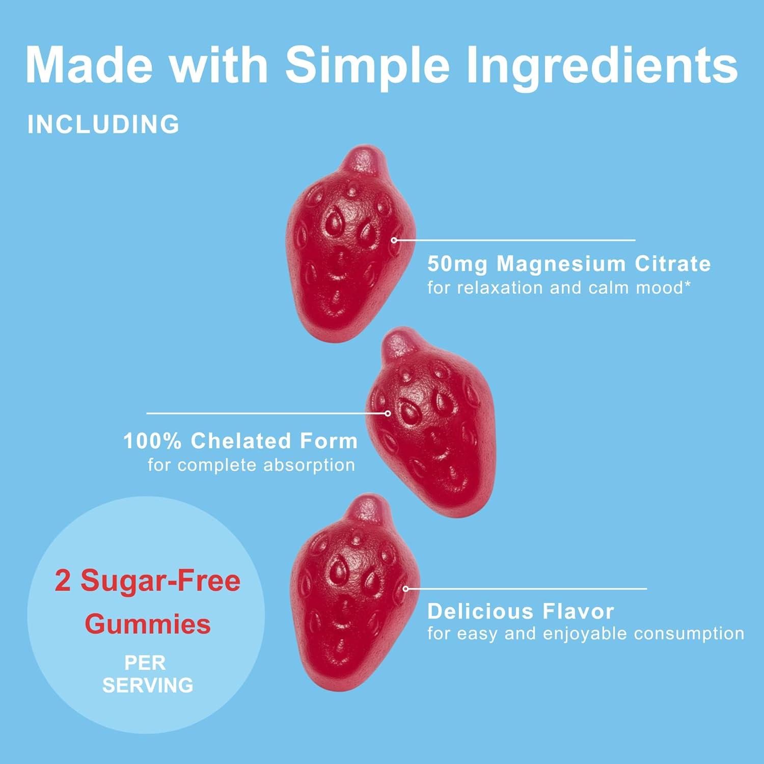 image:imageKids Magnesium Gummies for Age 2 120 Count Sugar Free Strawberry Flavor Calm Magnesium Citrate Gummies for Sleep Relaxation Muscle Bones amp Mood Support NonGMO Gluten Free