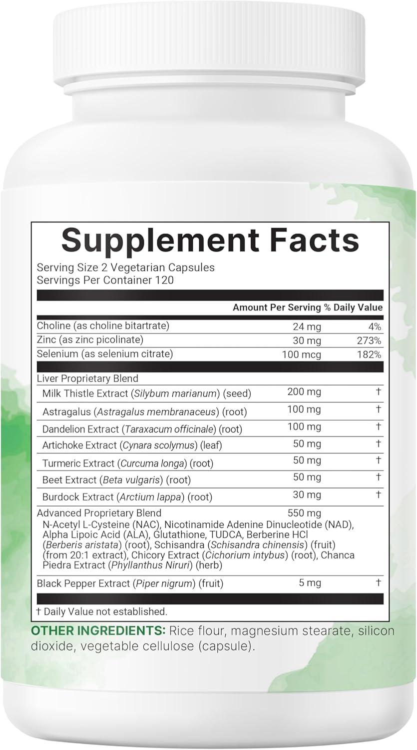 image:imageLiver Advanced 240 Veggie Capsules 20in1 Complex with Milk Thistle Dandelion NAD NAC ALA TUDCA Glutathione Artichoke Turmeric amp Astragalus NonGMO Gluten Free240 Count Pack of 2