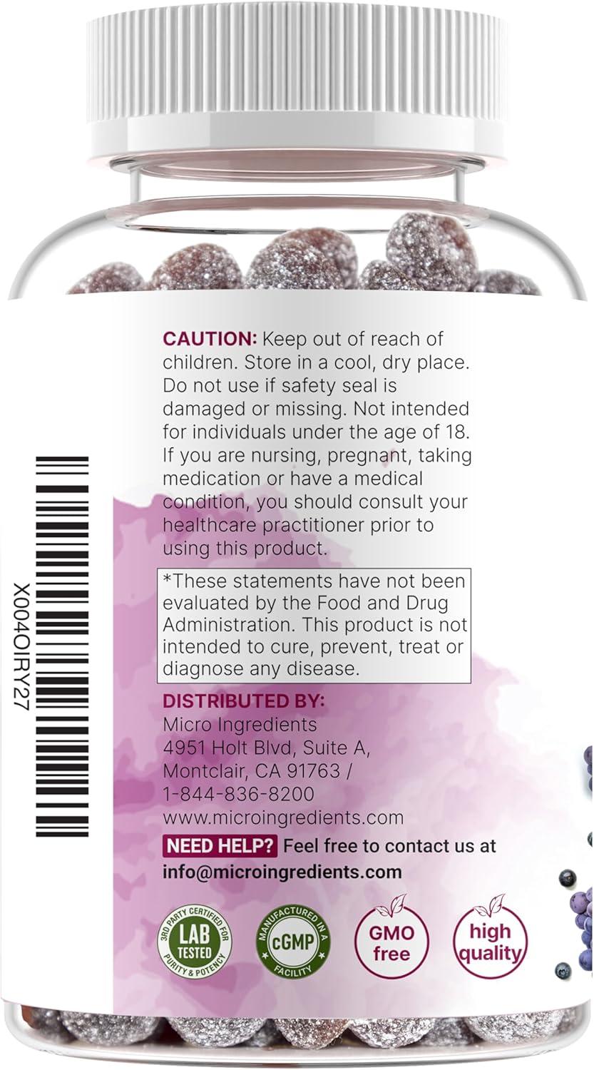 image:imageMagnesium Glycinate Gummies 400mg Per Serving 120 Count Natural Grape Blueberry Flavor Potent Elemental Form Chelated for High Absorption Healthy Muscle Bones amp Mood Support Supplement