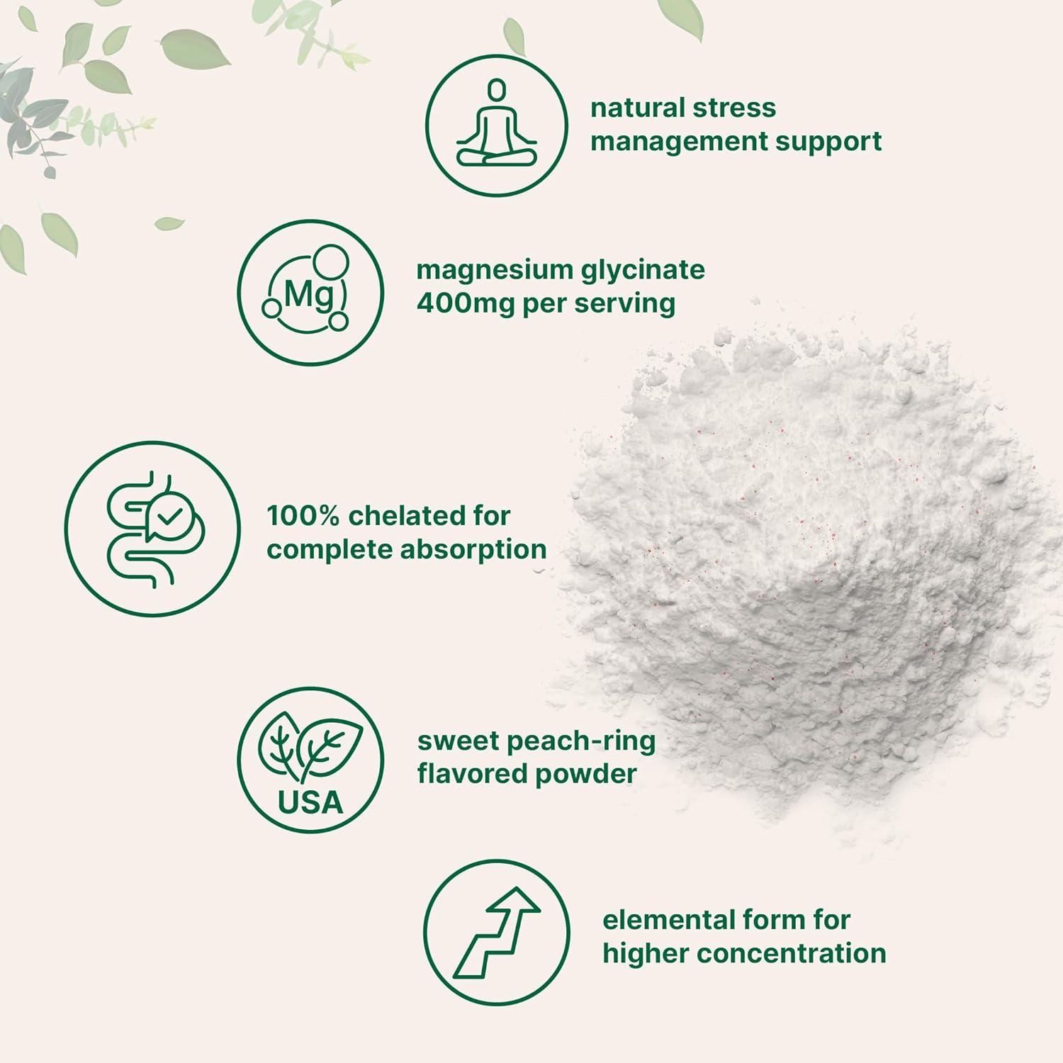 image:imageMagnesium Powder 12oz 56 Servings Magnesium Glycinate Powder Sweet Peach Ring Flavored Sleep Muscle Heart amp Nerve Health Support Easily Absorbed NonGMO Vegan Sugar Free