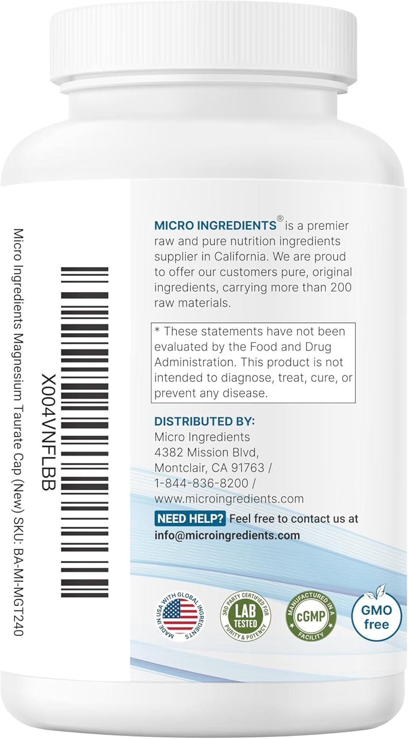 image:imageMagnesium Taurate 2000mg 240 Capsules Highly Bioavailable Chelated Magnesium Supplement Mineral Supplements for Men amp Women NonGMO Gluten Free