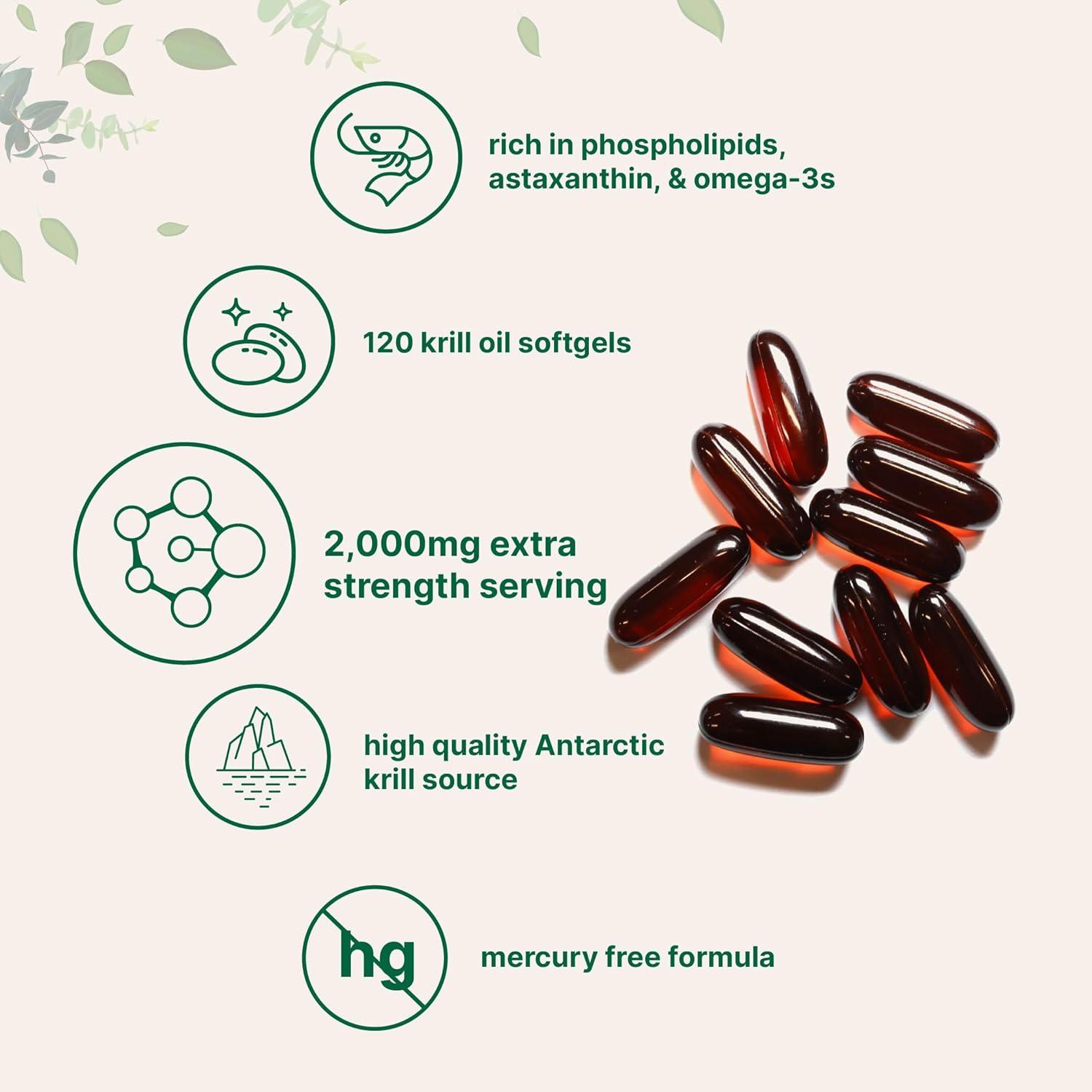 image:imageMicro Ingredients Antarctic Krill Oil Supplement 2000mg Per Serving 120 Softgels Triple Strength Rich in Omega3s EPA DHA amp Natural Astaxanthin Supports Immune System amp Brain Health120 Count Pack of 1