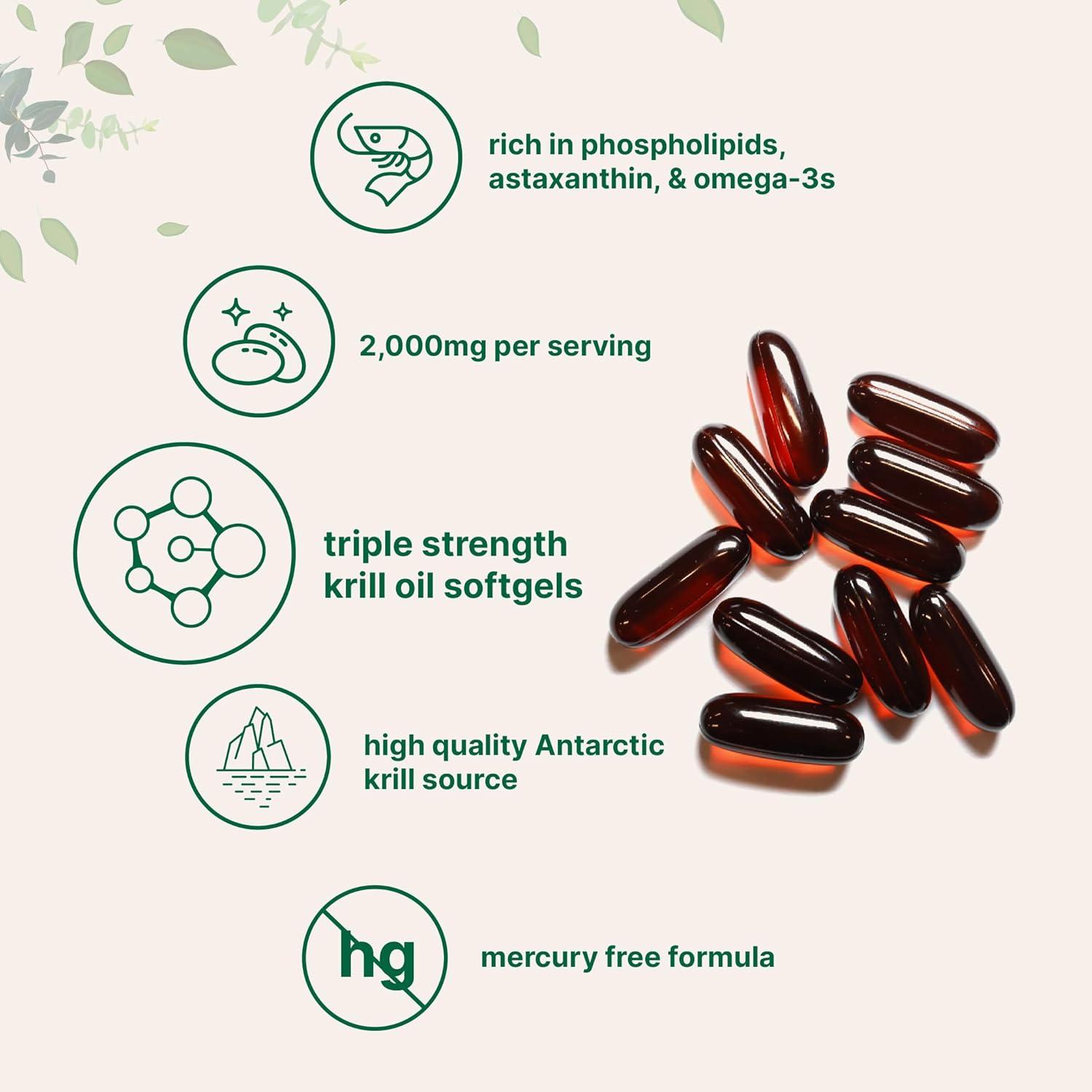 image:imageMicro Ingredients Antarctic Krill Oil Supplement 2000mg Per Serving 120 Softgels Triple Strength Rich in Omega3s EPA DHA amp Natural Astaxanthin Supports Immune System amp Brain Health240 Count Pack of 1