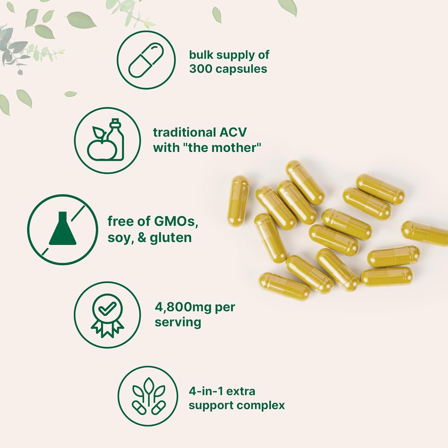 image:imageMicro Ingredients Apple Cider Vinegar Capsules 4800mg Per Serving 300 Counts 4in1 ACV Complex with The Mother Ceylon Cinnamon Cayenne Pepper amp More Immune Digestion amp Appetite Support
