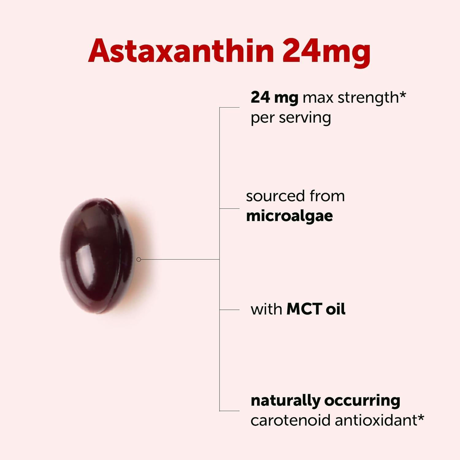 image:imageMicro Ingredients Astaxanthin 24mg with MCT Oil 30 Softgels Max Strength Astaxanthin Antioxidant Supplements Fresh Microalgae Source NonGMO Gluten Free No Soy60 Count Pack of 1