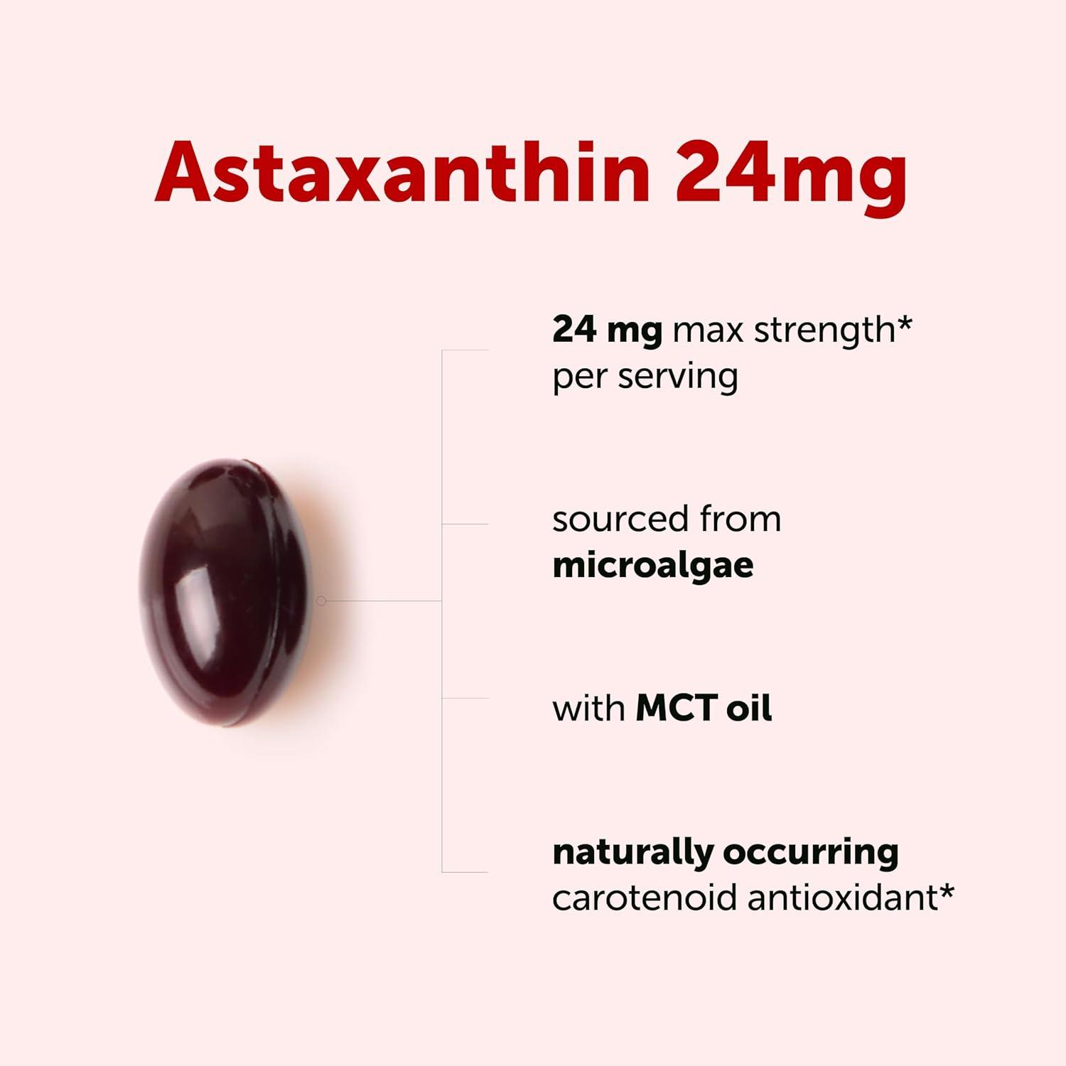 image:imageMicro Ingredients Astaxanthin 24mg with MCT Oil 30 Softgels Max Strength Astaxanthin Antioxidant Supplements Fresh Microalgae Source NonGMO Gluten Free No Soy90 Count Pack of 1