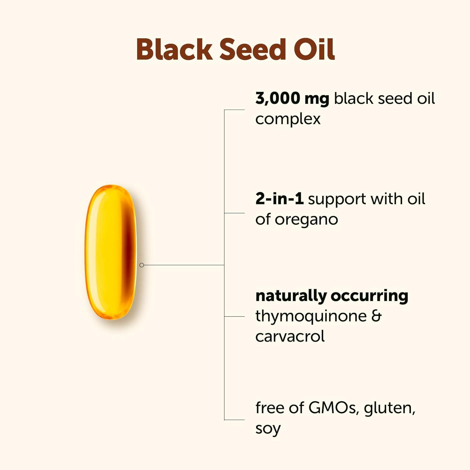 image:imageMicro Ingredients Black Seed Oil Softgels 3000mg 240 Count 2in1 Formula with Oil of Oregano Carvacrol amp Thymoquinone Plant Based NonGMO120 Count Pack of 1