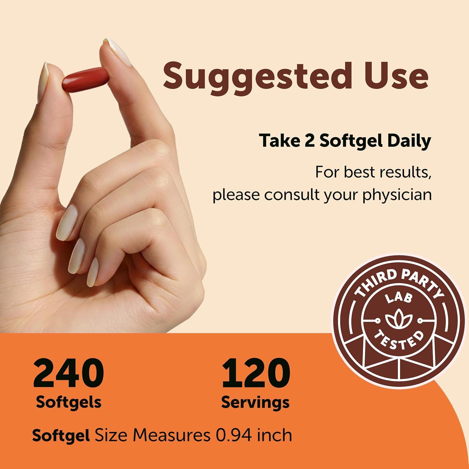 image:imageMicro Ingredients CoQ10 400 mg Per Serving 240 Softgels Made with Coconut MCT Oil Coenzyme Q10 Ubiquinone NonGMO