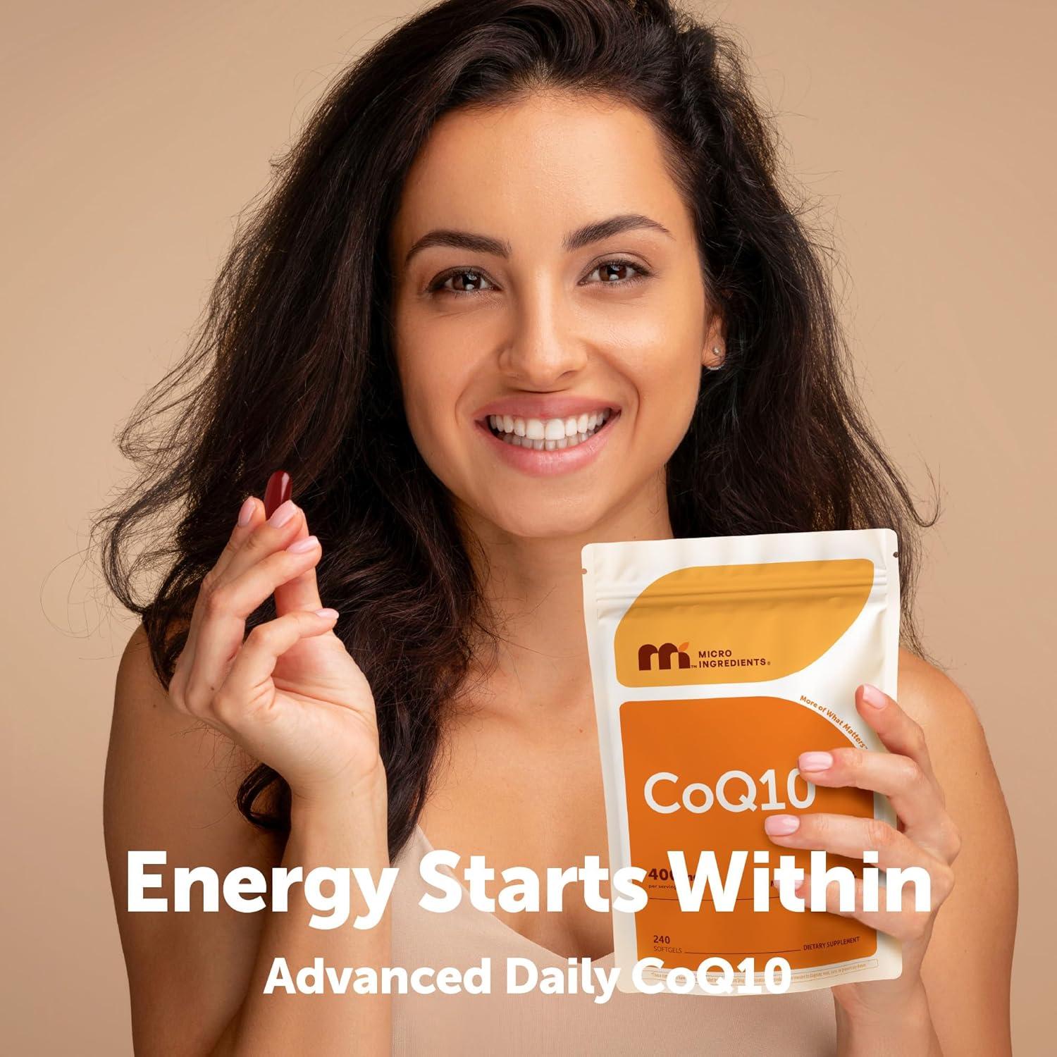 image:imageMicro Ingredients CoQ10 400 mg Per Serving 240 Softgels Made with Coconut MCT Oil Coenzyme Q10 Ubiquinone NonGMO