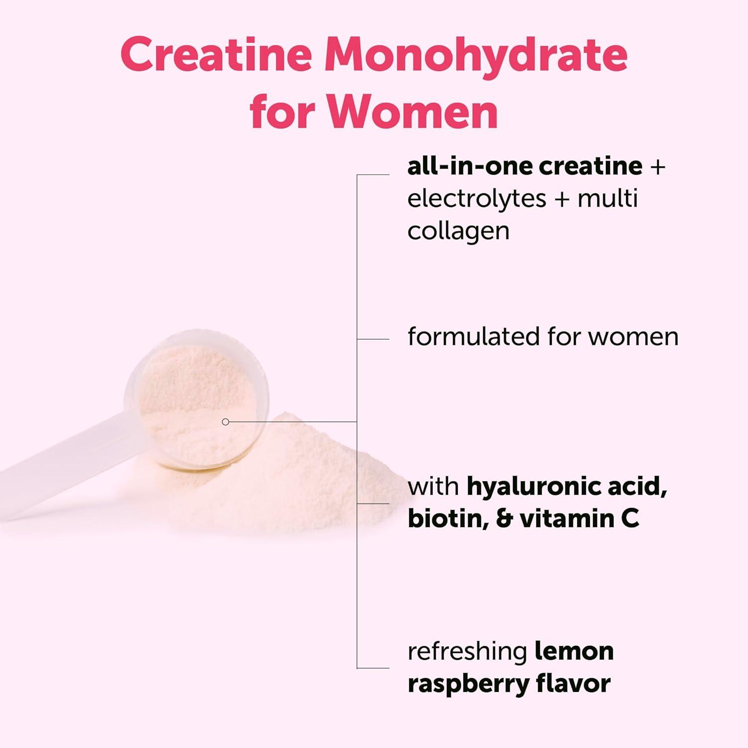image:imageMicro Ingredients Creatine Electrolytes Multi Collagen for Women 5000mg Micronized Creatine Monohydrate Powder Complex Creatine Hydration Drink Mix Lemon Raspberry SugarFree NonGMO
