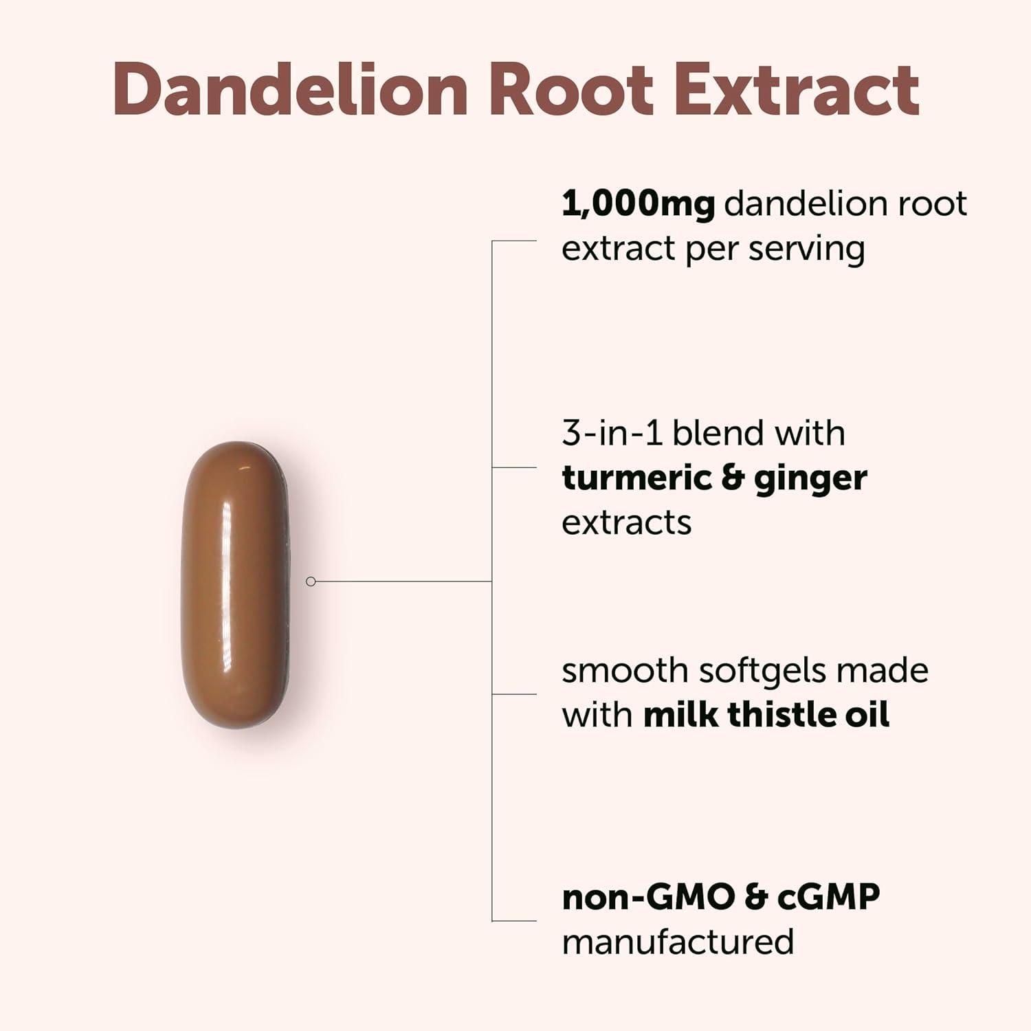 image:imageMicro Ingredients Dandelion Root Extract Taraxacum officinale 1000mg Per Serving 240 Softgels 3in1 Herbal Blend with Turmeric amp Ginger Extract Made with Milk Thistle Oil NonGMO