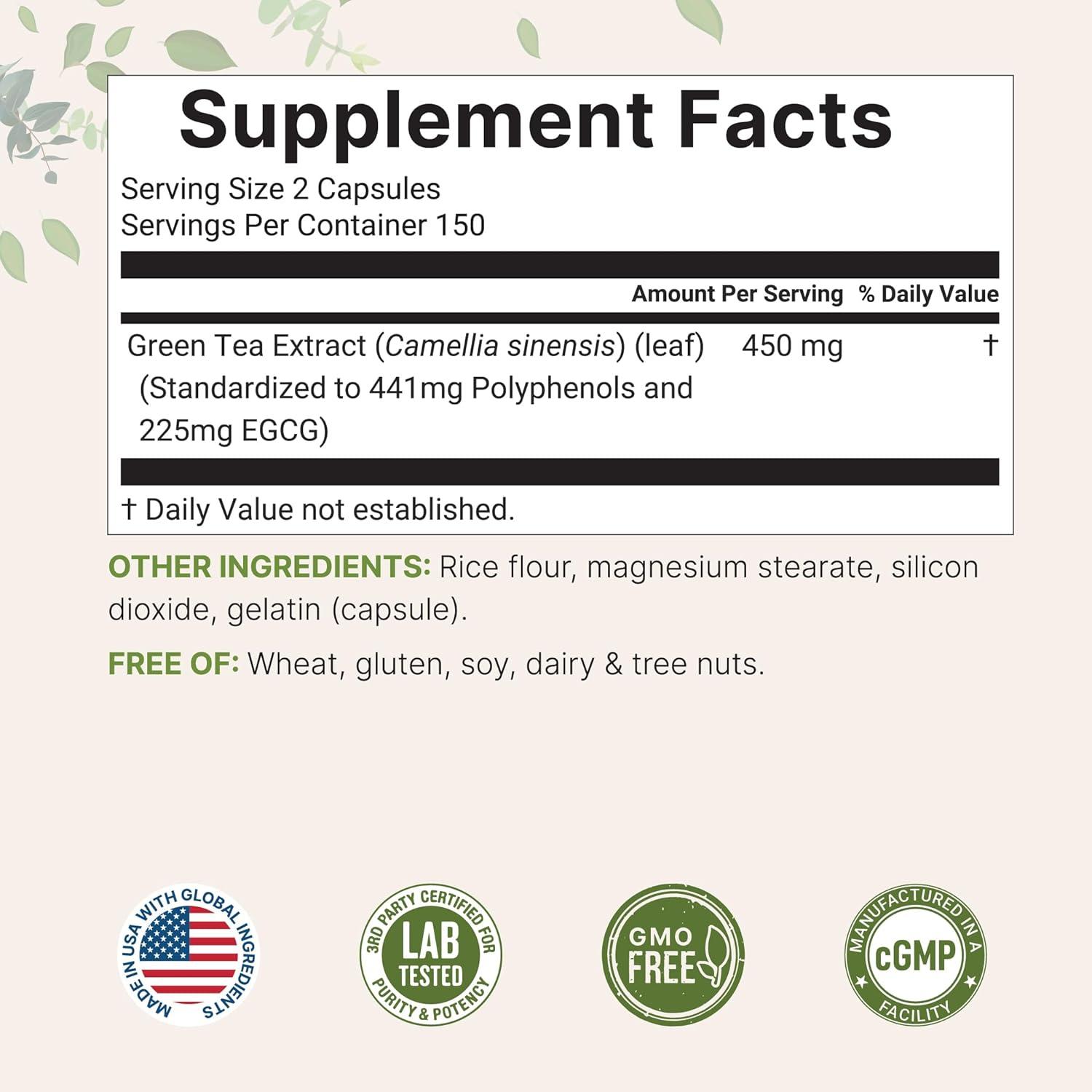 image:imageMicro Ingredients Extra Strength Green Tea Extract 300 Capsules 5 Month Supply Maximum Potency Polyphenols Antioxidant Supplement for Skin Energy Brain amp Heart Support