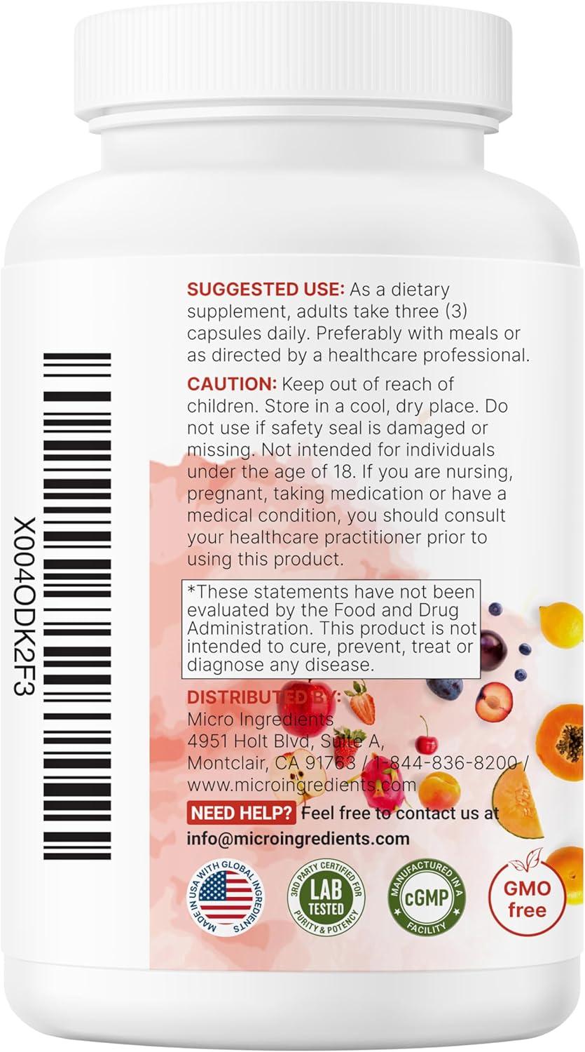 image:imageMicro Ingredients Fruit and Veggies Supplement with Probiotics 240 Vegetarian Capsules 80 Super Greens amp Fruits Complex Immune Gut amp Digestive Health Support