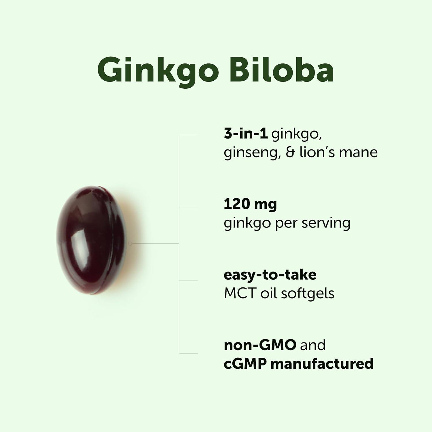 image:imageMicro Ingredients Ginkgo Biloba 120 mg Per Serving 400 Softgels 3in1 with Panax Ginseng amp Lions Mane Herbal Mushroom Blend Made with MCT Oil NonGMO