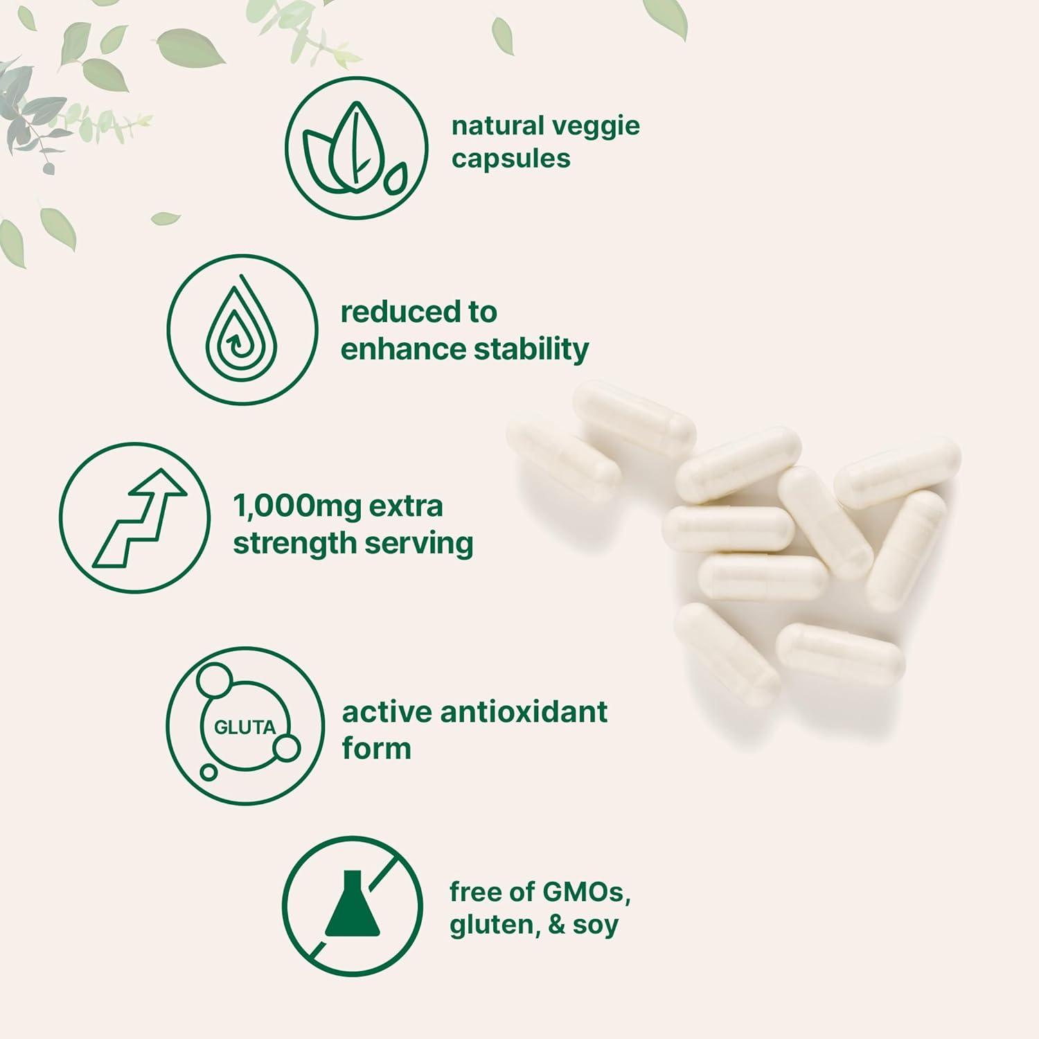 image:imageMicro Ingredients Glutathione 1000mg 120 Veggie Capsules Extra Strength Reduced Glutathione Active Antioxidant Form Liver Health amp Immune Support Supplement NonGMO Gluten Free Vegan