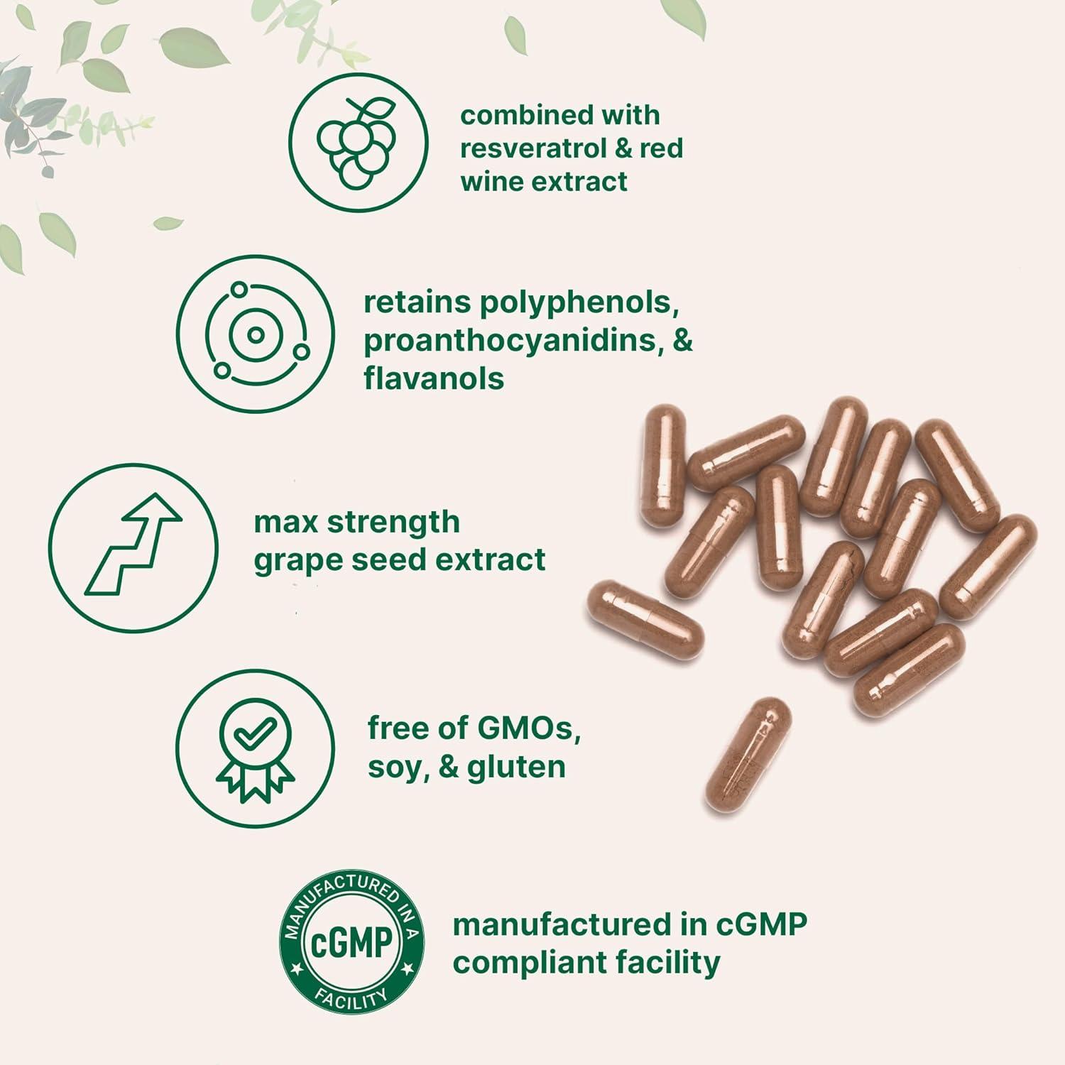image:imageMicro Ingredients Grape Seed Extract 240 Capsules 3in1 Antioxidant Blend with Resveratrol amp Red Wine Extracts Max Strength Polyphenols Supplement NonGMO