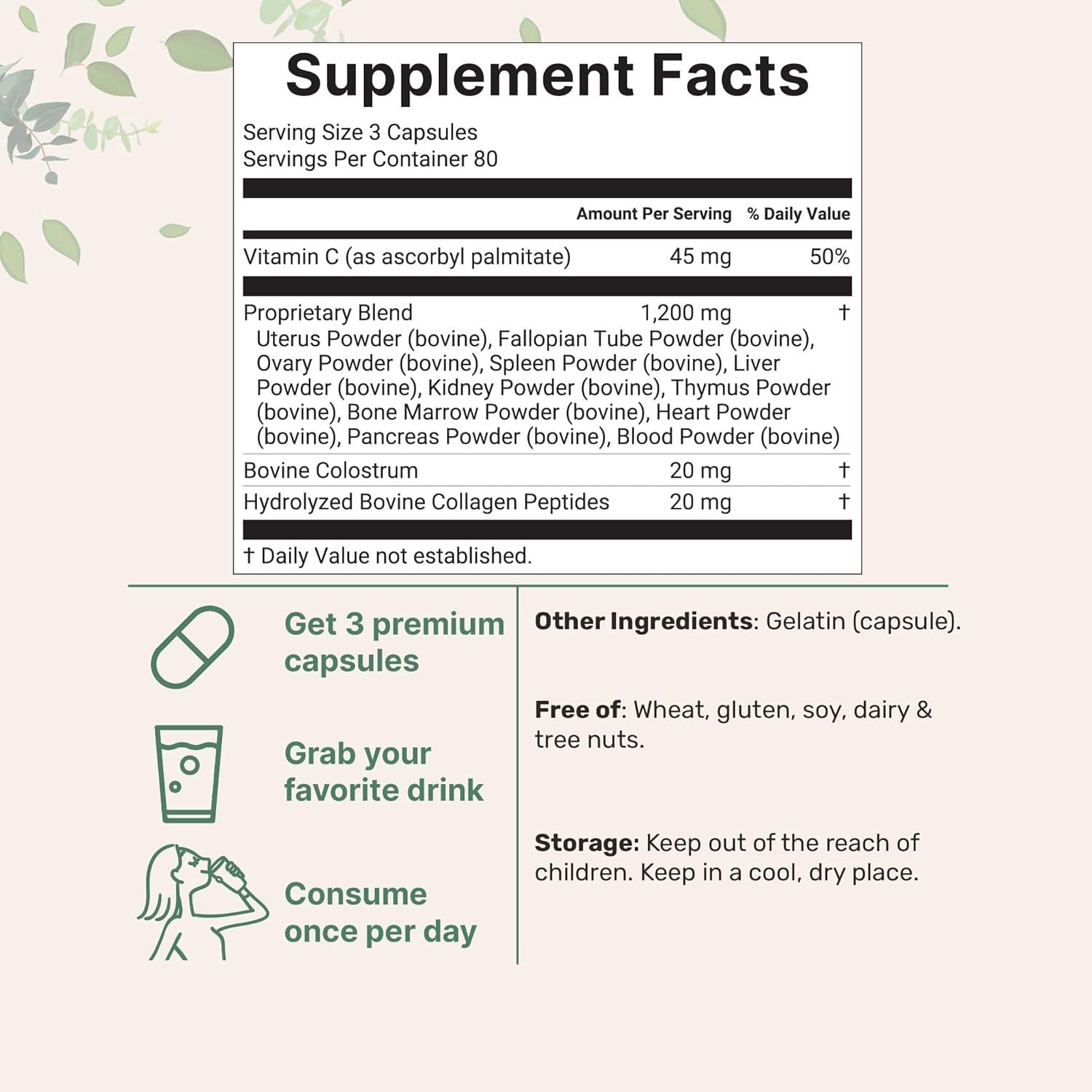 image:imageMicro Ingredients GrassFed Beef Organ Supplement for Women Bovine Beef Liver Kidney Heart amp Uterus Tissue 1200 mg Organ Blend Plus Vitamin C Colostrum amp Collagen 240 Capsules No Fillers