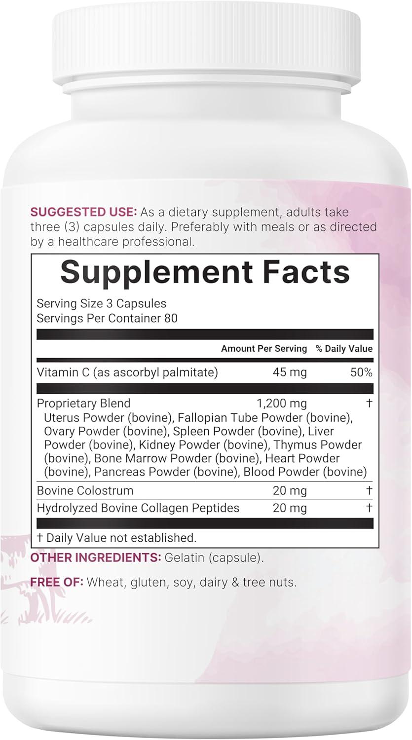 image:imageMicro Ingredients GrassFed Beef Organ Supplement for Women Bovine Beef Liver Kidney Heart amp Uterus Tissue 1200 mg Organ Blend Plus Vitamin C Colostrum amp Collagen 240 Capsules No Fillers