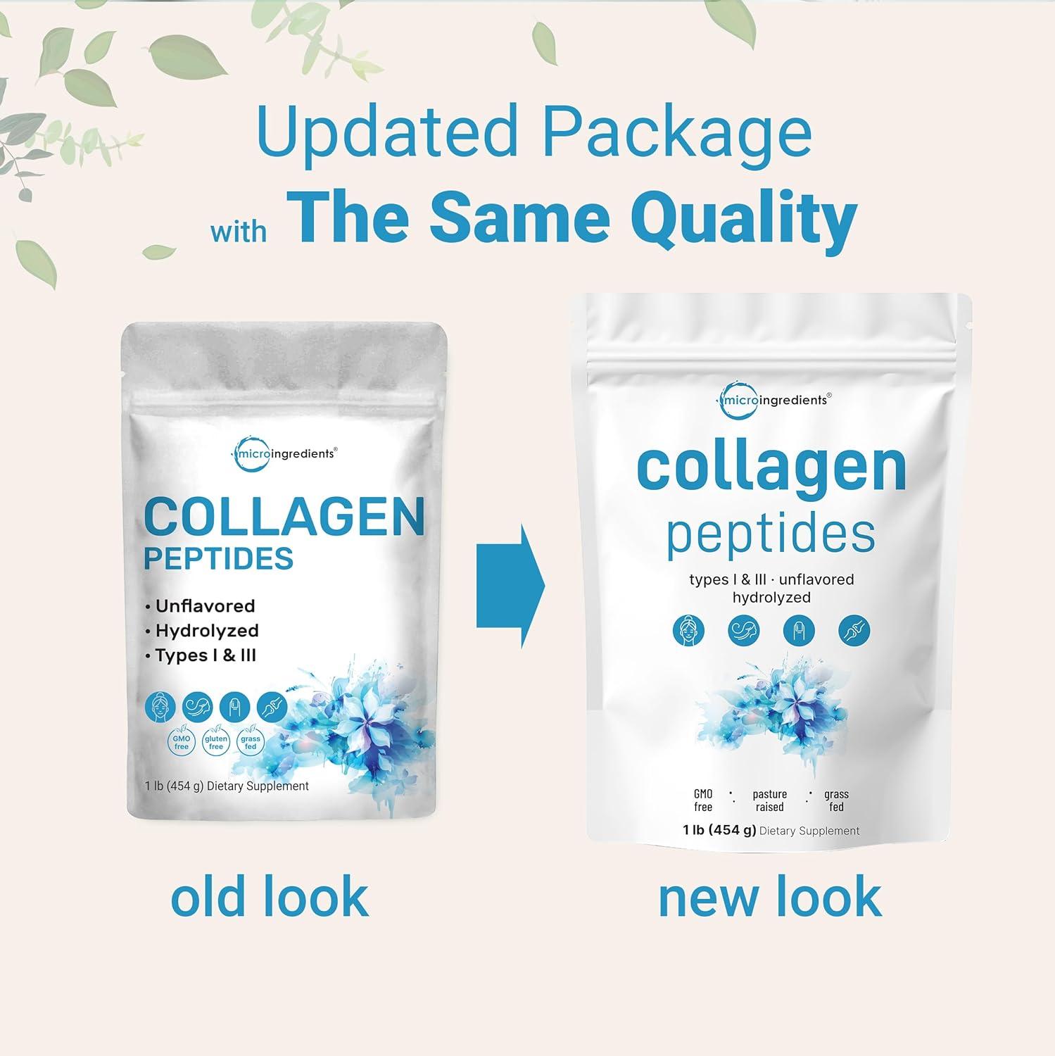 image:imageMicro Ingredients Hydrolyzed Collagen Peptides Powder 1lb Type I amp III GrassFed Collagen for Women amp Men Unflavored Protein for Hair Skin Nails Joints Easy Dissolve Paleo NonGMO