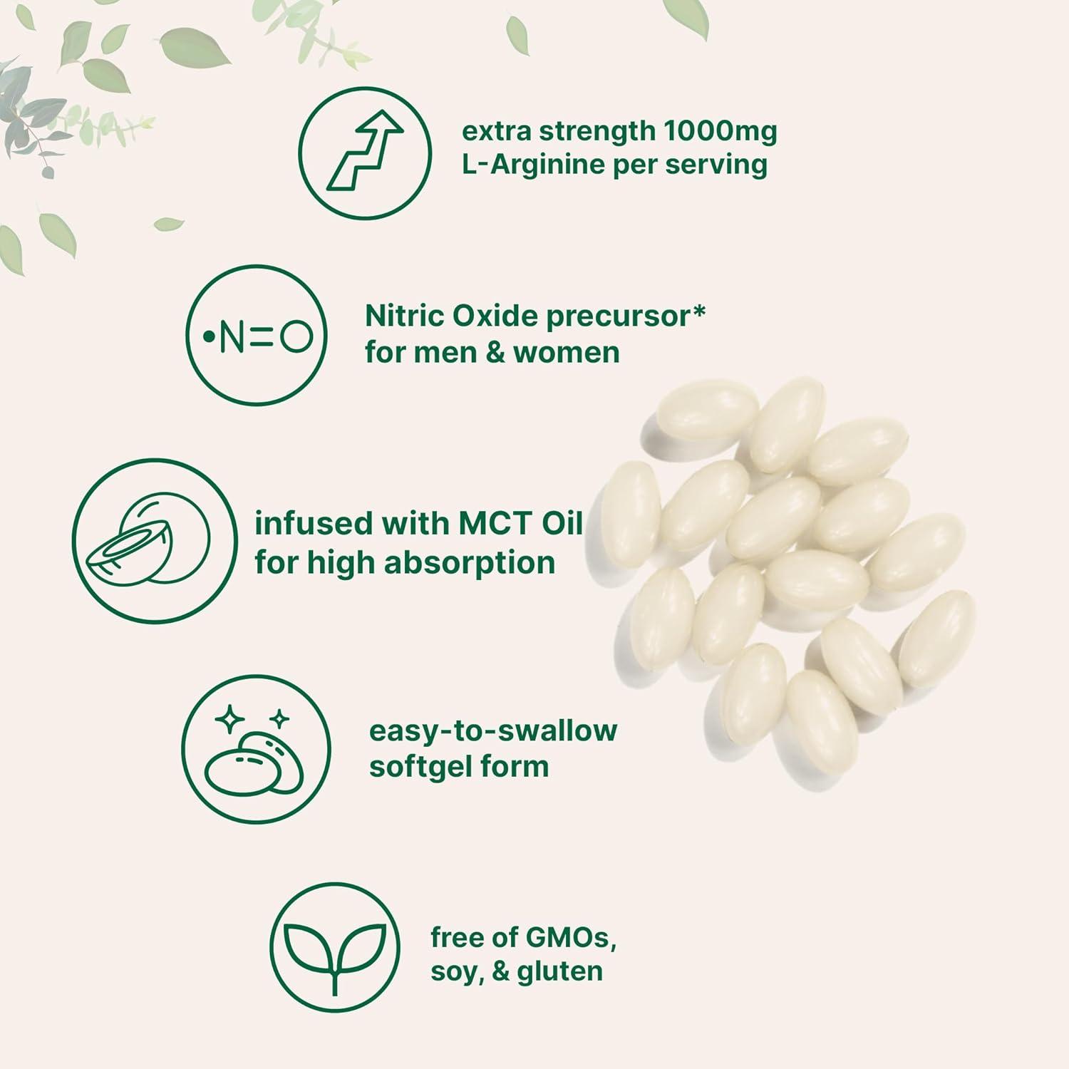image:imageMicro Ingredients LArginine 1000mg with MCT Oil 300 Softgels Nitric Oxide Precursor for Men amp Women Extra Strength Amino Acid Formula for Daily Wellness NonGMO Gluten Free No Soy