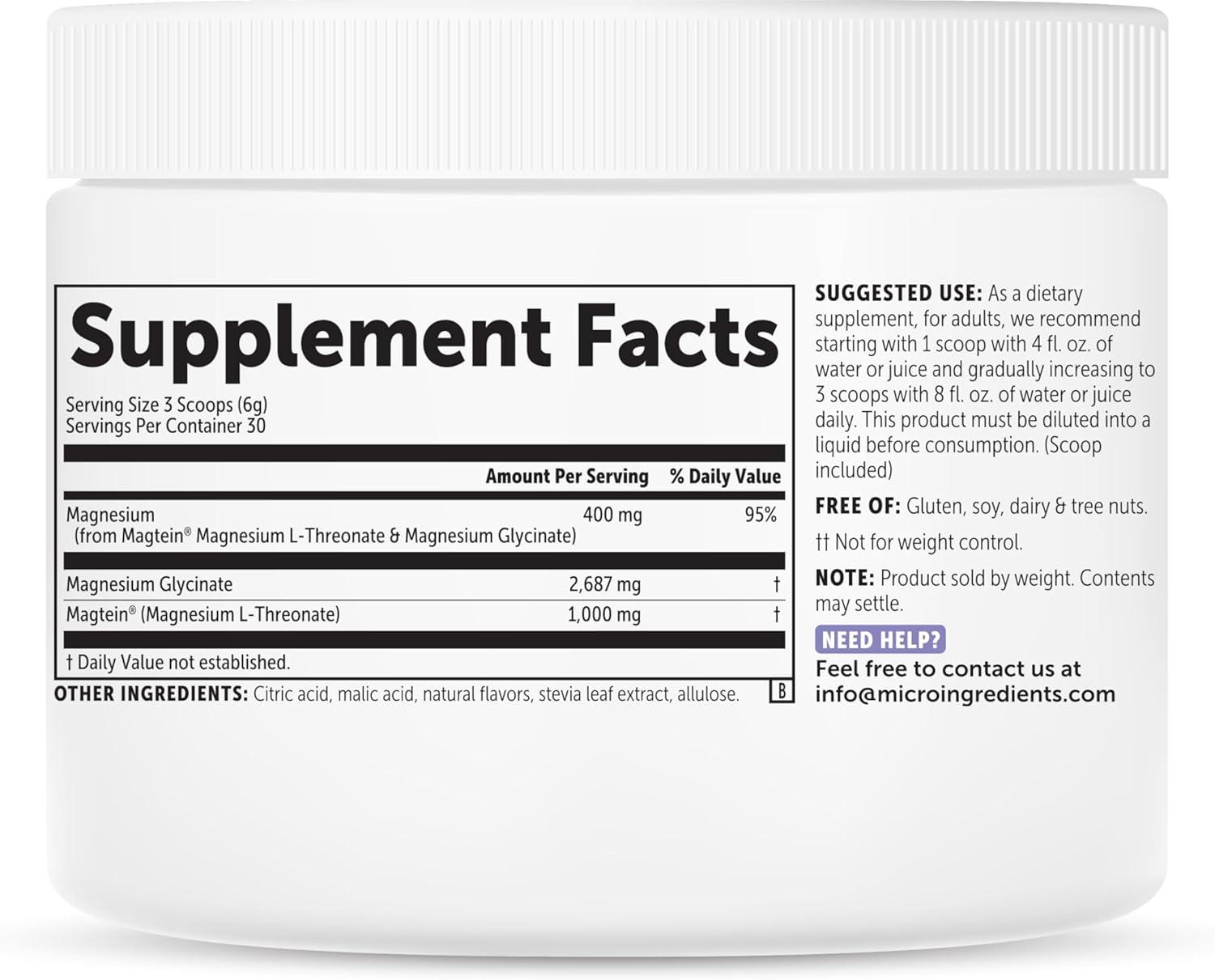 image:imageMicro Ingredients Mag Duo Magtein Magnesium LThreonate amp Magnesium Glycinate Powder Restful Sleep Calm amp Focus Support 2in1 Advanced Magnesium Formula SugarFree Lemonade Flavor