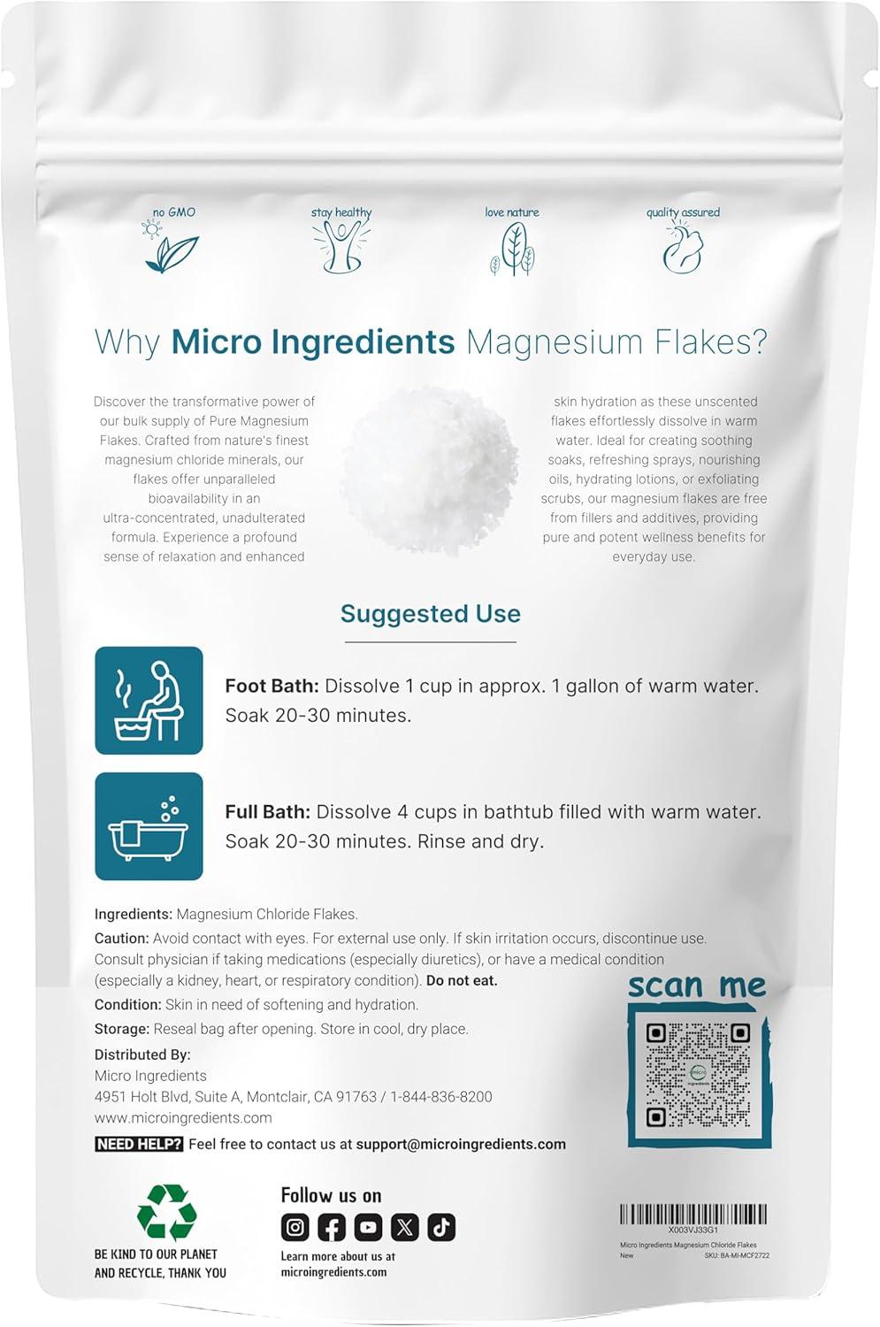 image:imageMicro Ingredients Magnesium Flakes 6lbs Great Alternative to Epsom Salt for Foot amp Body Bath Soaks High Absorption Natural Magnesium Chloride Minerals Relaxation amp Skin Hydration Support