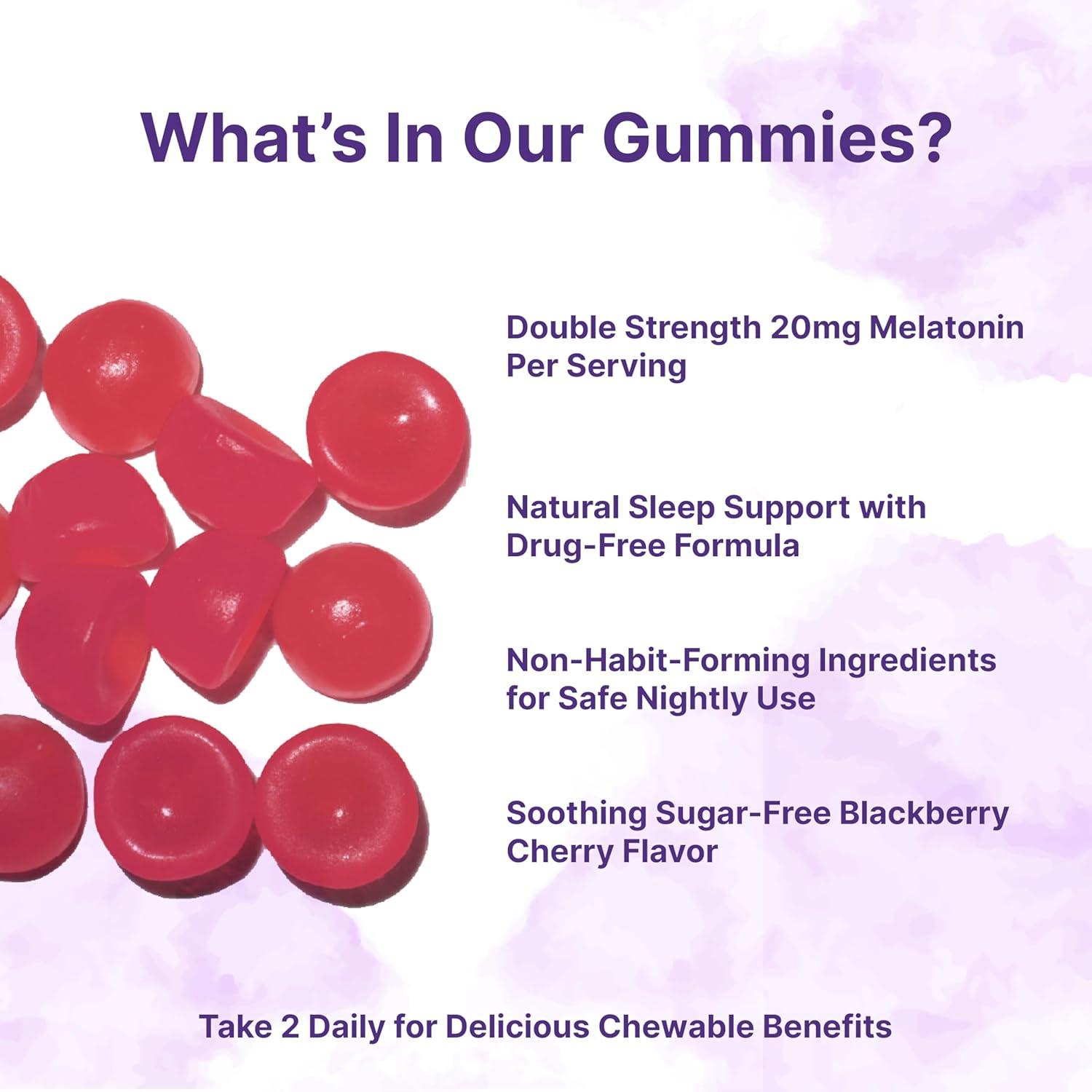 image:imageMicro Ingredients Melatonin 20mg Gummies for Adults 120 Count Sleep Aid 10mg Melatonin per Gummy Sugar Free BlackBerry Cherry Flavor No Drug NonHabitForming NonGMO Gluten Free
