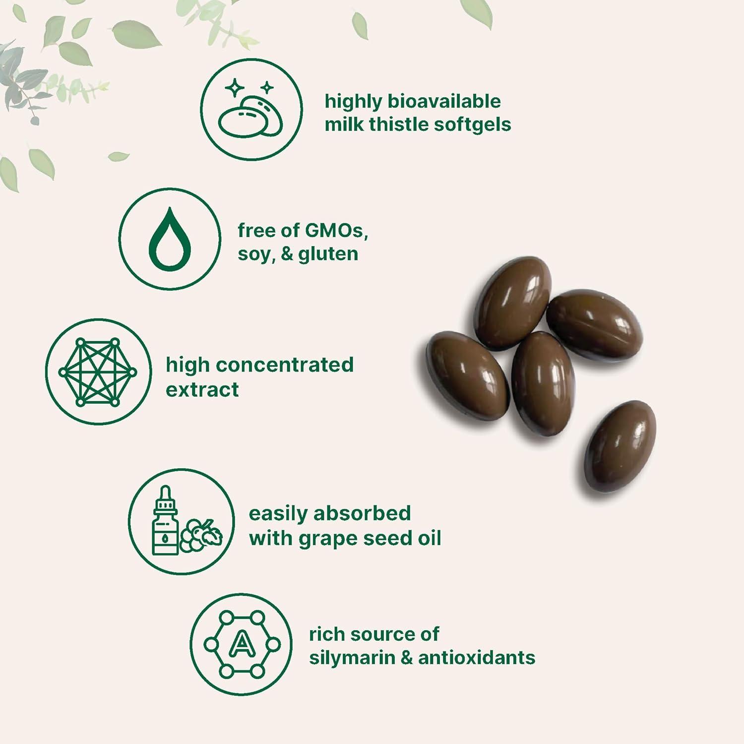 image:imageMicro Ingredients Milk Thistle Supplement 360 Softgels with Grape Seed Oil Highly Bioavailable Extract Contains Active Silymarin Antioxidants