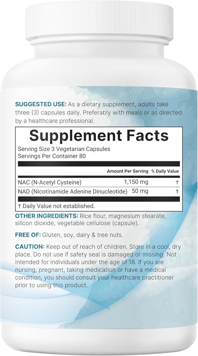 image:imageMicro Ingredients NAC with NAD 240 Vegetarian Capsules 1200 mg Per Serving 2in1 NAcetylLCysteine with Nicotinamide Adenine Dinucleotide NonGMO cGMP Manufactured