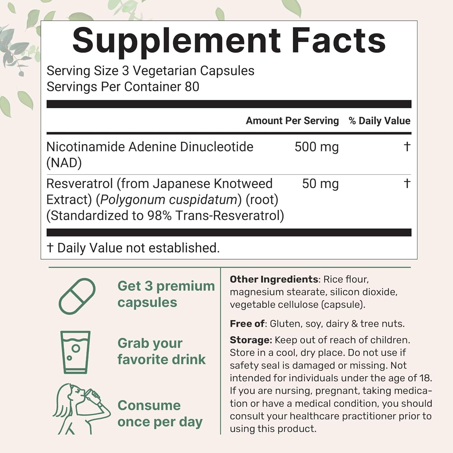 image:imageMicro Ingredients NAD 500mg with Resveratrol 240 Veggie Capsules 2in1 NAD Supplement for Women amp Men NMN Pathway Alternative NonGMO Gluten Free