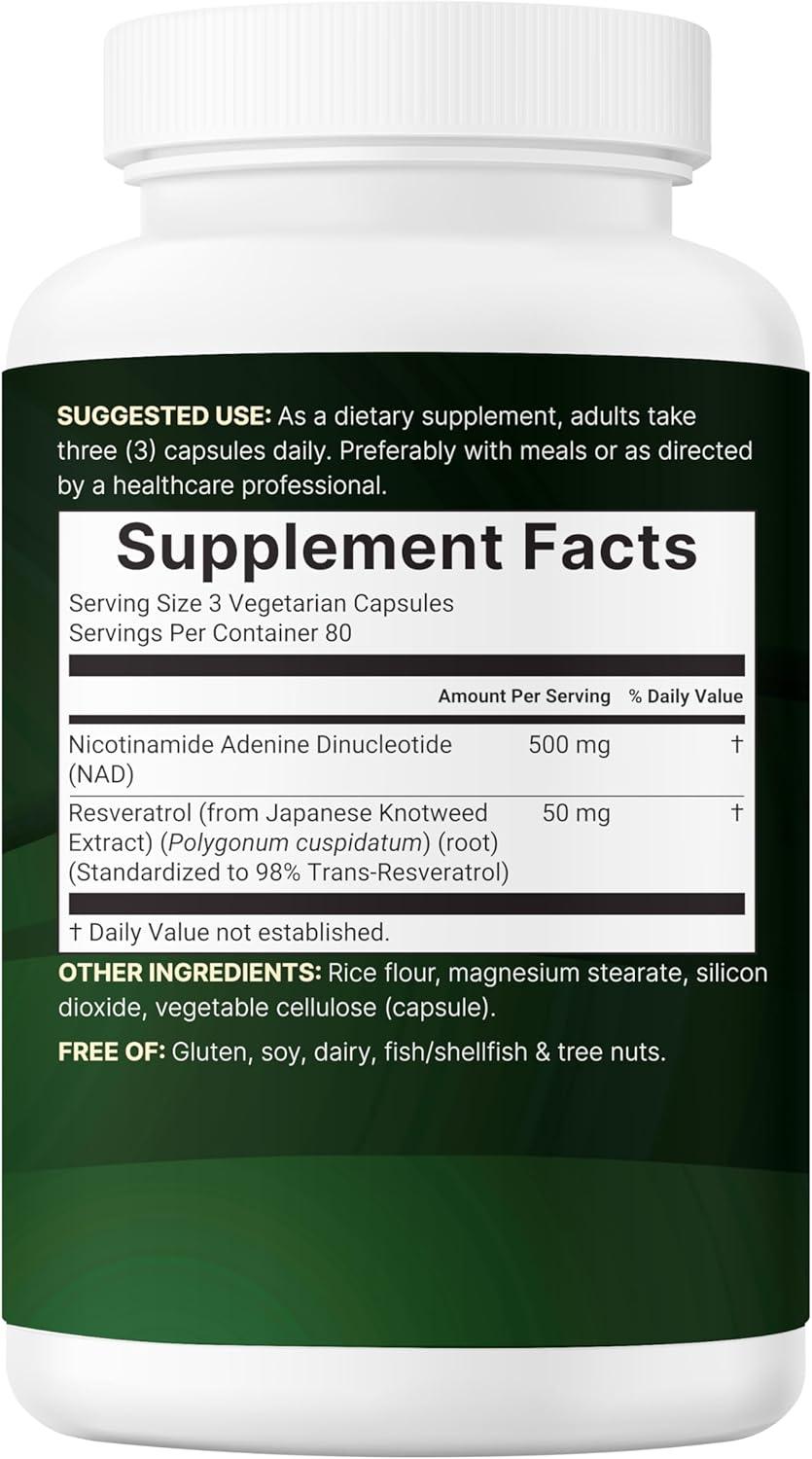 image:imageMicro Ingredients NAD 500mg with Resveratrol 240 Veggie Capsules 2in1 NAD Supplement for Women amp Men NMN Pathway Alternative NonGMO Gluten Free