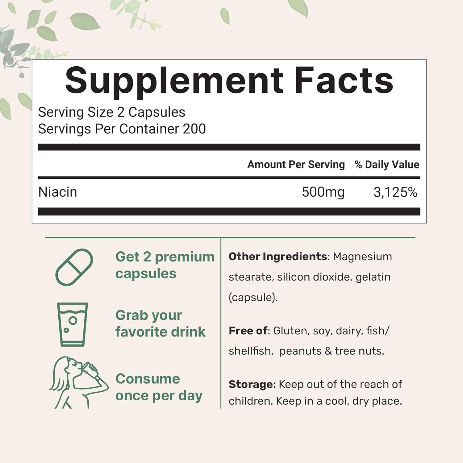 image:imageMicro Ingredients Niacin 500mg Per Serving 400 Capsules Flush Free B3 Vitamins Double Strength Essential B Vitamin Supplement Skin Care Health amp Energy Support NonGMO Gluten Free