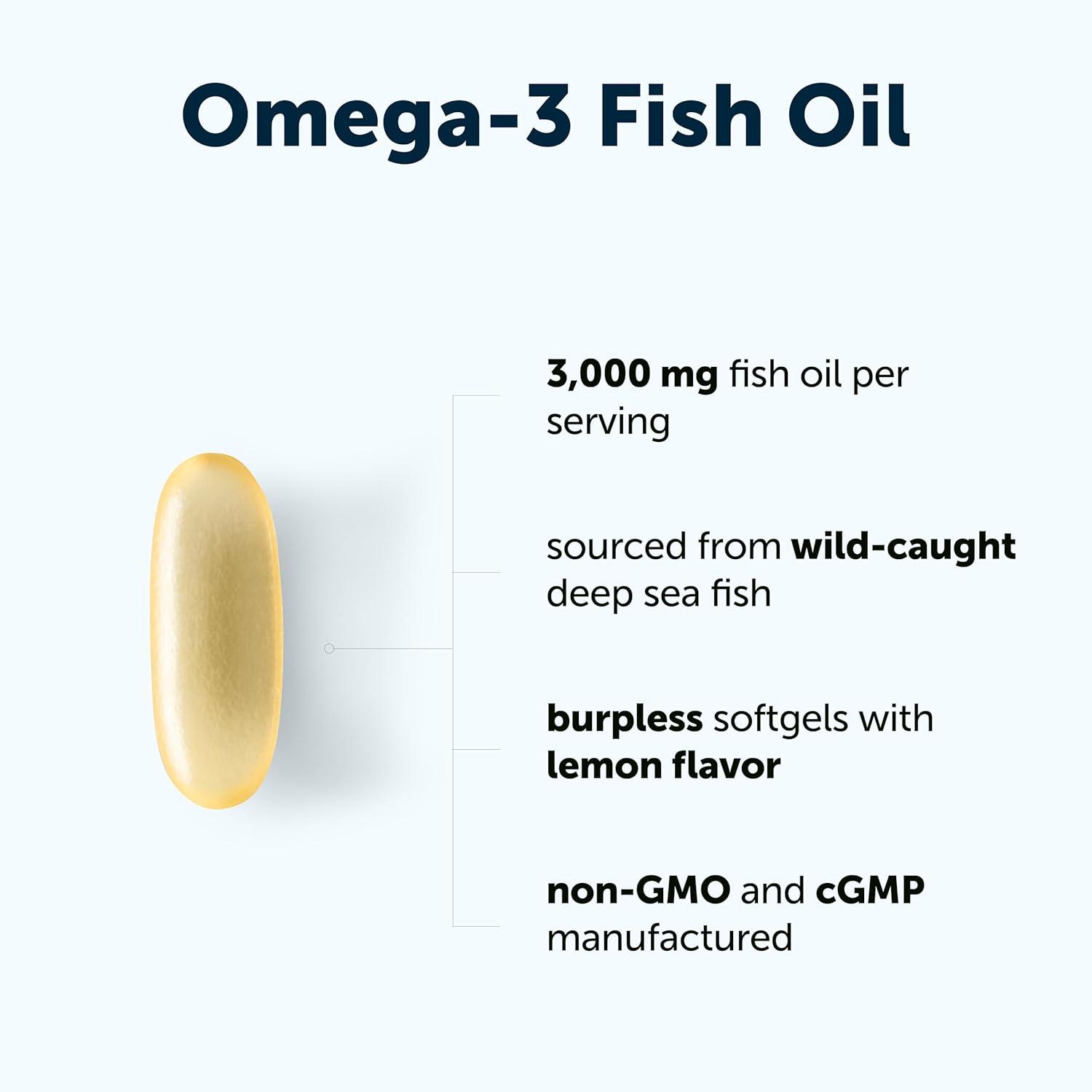 image:imageMicro Ingredients Omega 3 Fish Oil Supplements 3000mg Per Serving 240 Softgels Lemon Flavored Burpless EPA 540mg DHA 360mg Deep Sea Fish120 Count Pack of 1