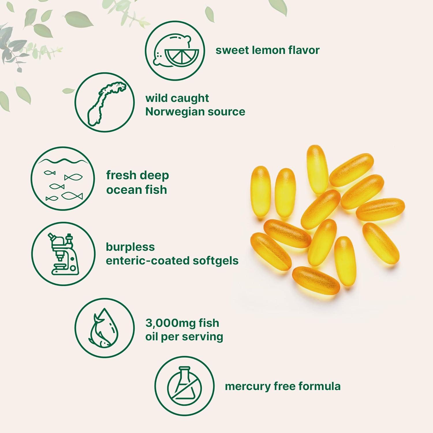 image:imageMicro Ingredients Omega 3 Fish Oil Supplements 3000mg Per Serving 240 Softgels Lemon Flavored Burpless EPA 540mg DHA 360mg Deep Sea Fish240 Count Pack of 1