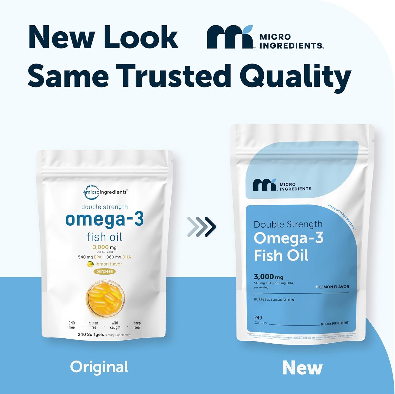 image:imageMicro Ingredients Omega 3 Fish Oil Supplements 3000mg Per Serving 240 Softgels Lemon Flavored Burpless EPA 540mg DHA 360mg Deep Sea Fish240 Count Pack of 1