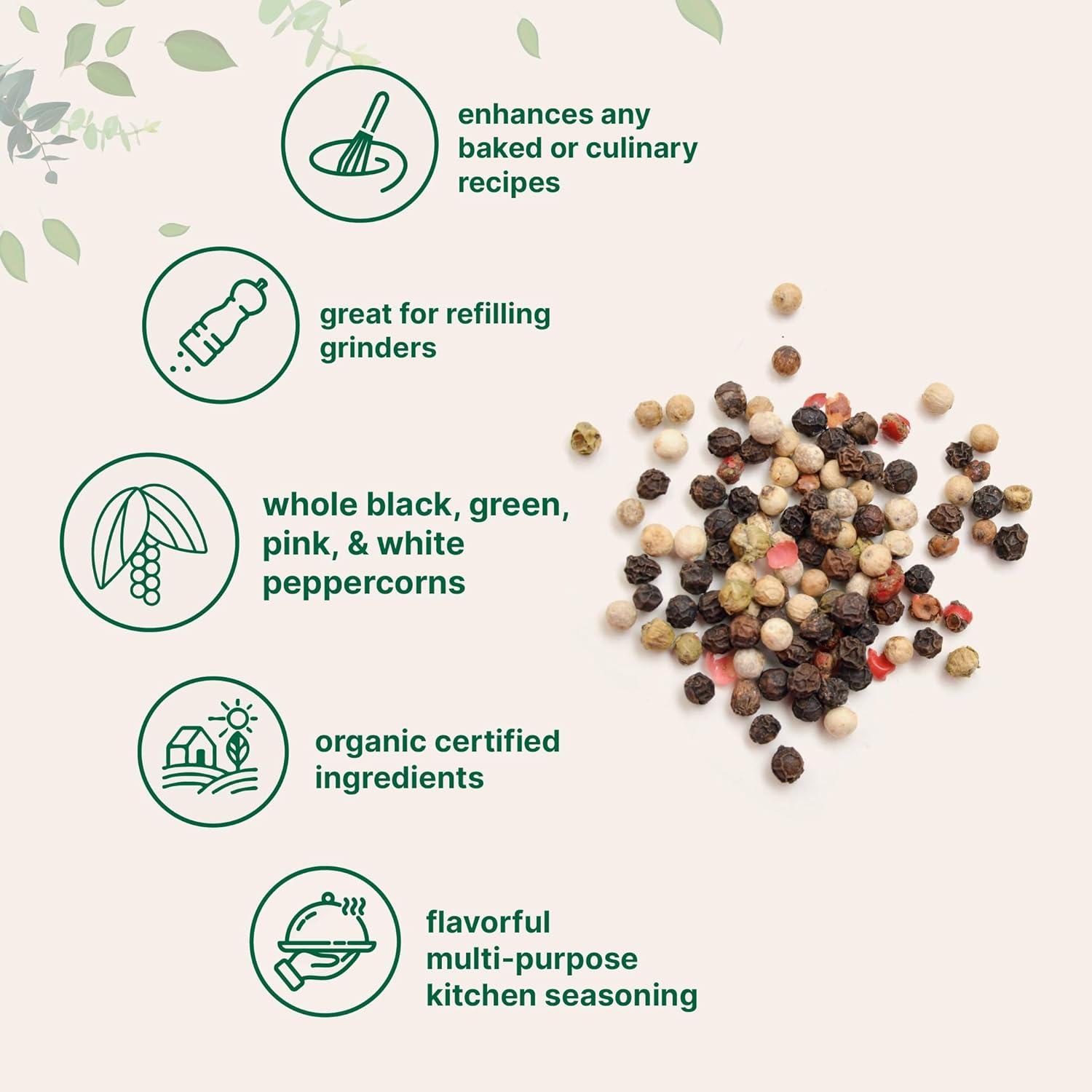 image:imageMicro Ingredients Organic Whole Rainbow Peppercorns 2lbs Premium Whole Peppercorns for Grinder Refill Great for Seasonings Meats amp Vegetables Additive Free NonGMO Bulk Supply