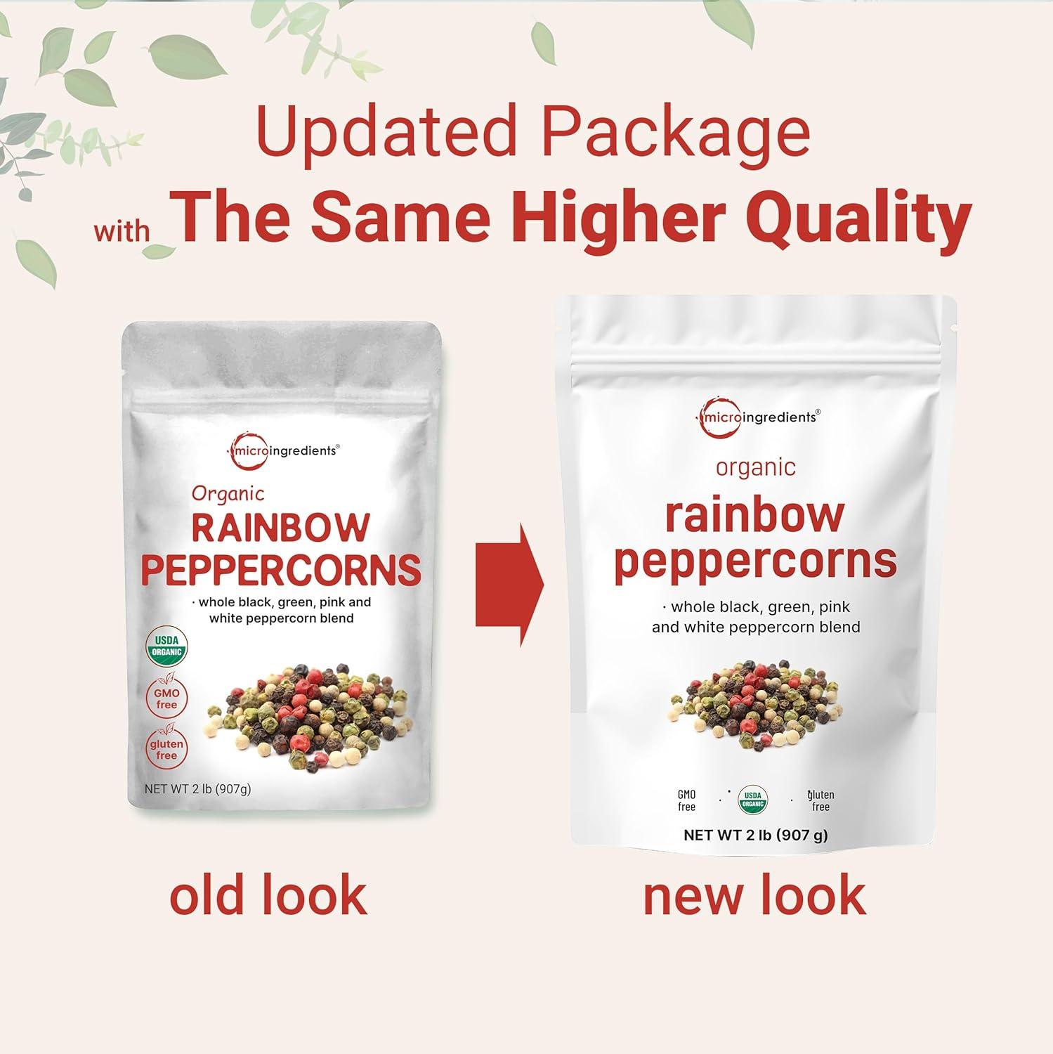 image:imageMicro Ingredients Organic Whole Rainbow Peppercorns 2lbs Premium Whole Peppercorns for Grinder Refill Great for Seasonings Meats amp Vegetables Additive Free NonGMO Bulk Supply