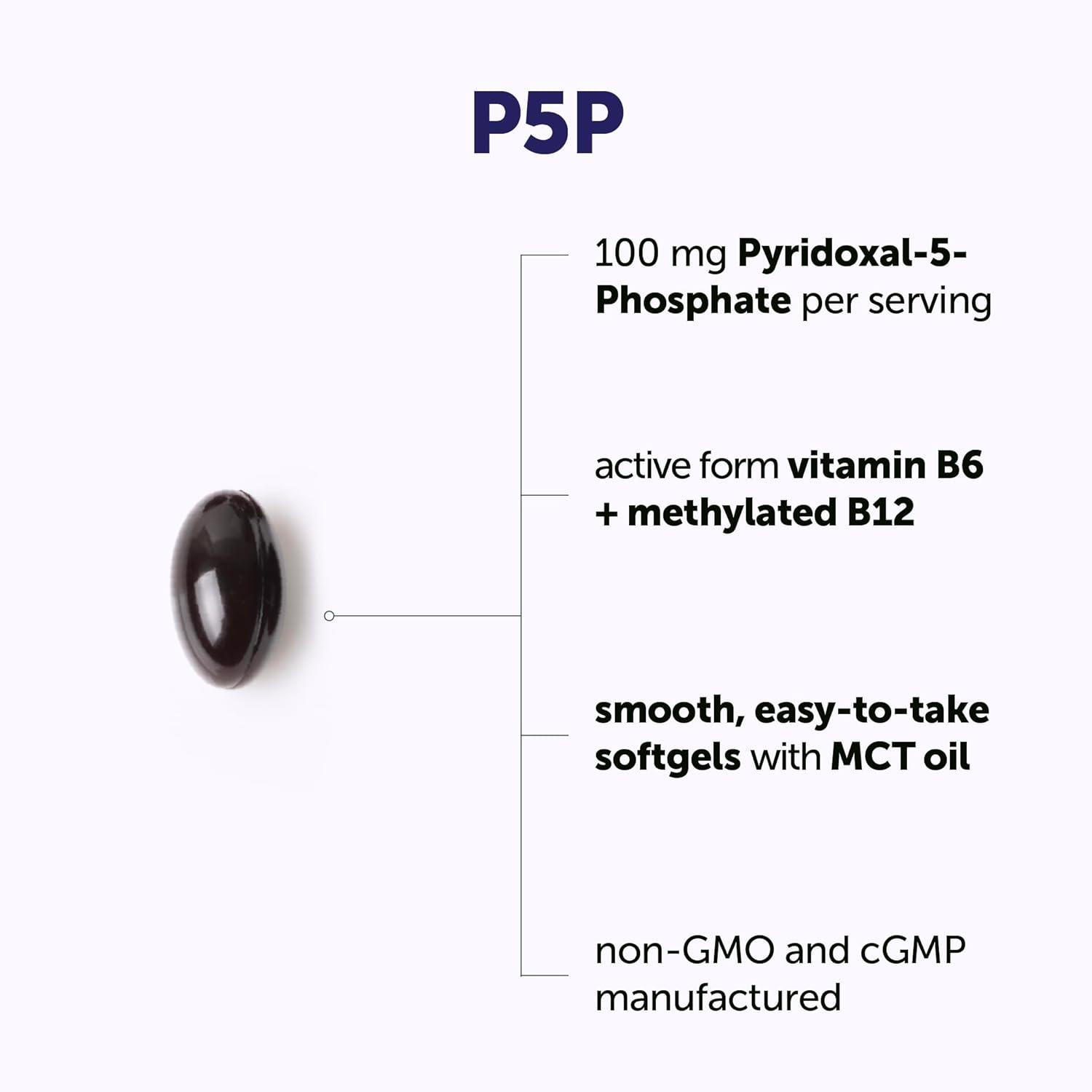 image:imageMicro Ingredients P5P Vitamin B6 100mg Per Serving 240 Softgels Pyridoxal5Phosphate Supplement with Methylated B12 Made with MCT Oil 4Month Supply NonGMO Gluten Free