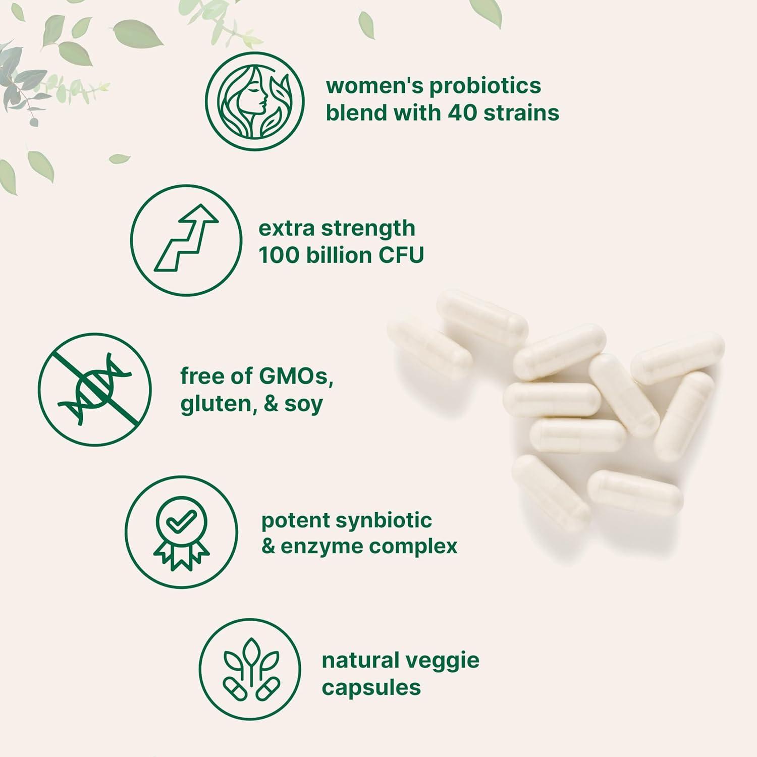 image:imageMicro Ingredients Probiotics for Women 100 Billion CFU with Prebiotics 120 Veggie Capsules pH Balance Urinary Tract Vaginal amp Gut Health Support 40 Strains with Cranberry DMannose amp More